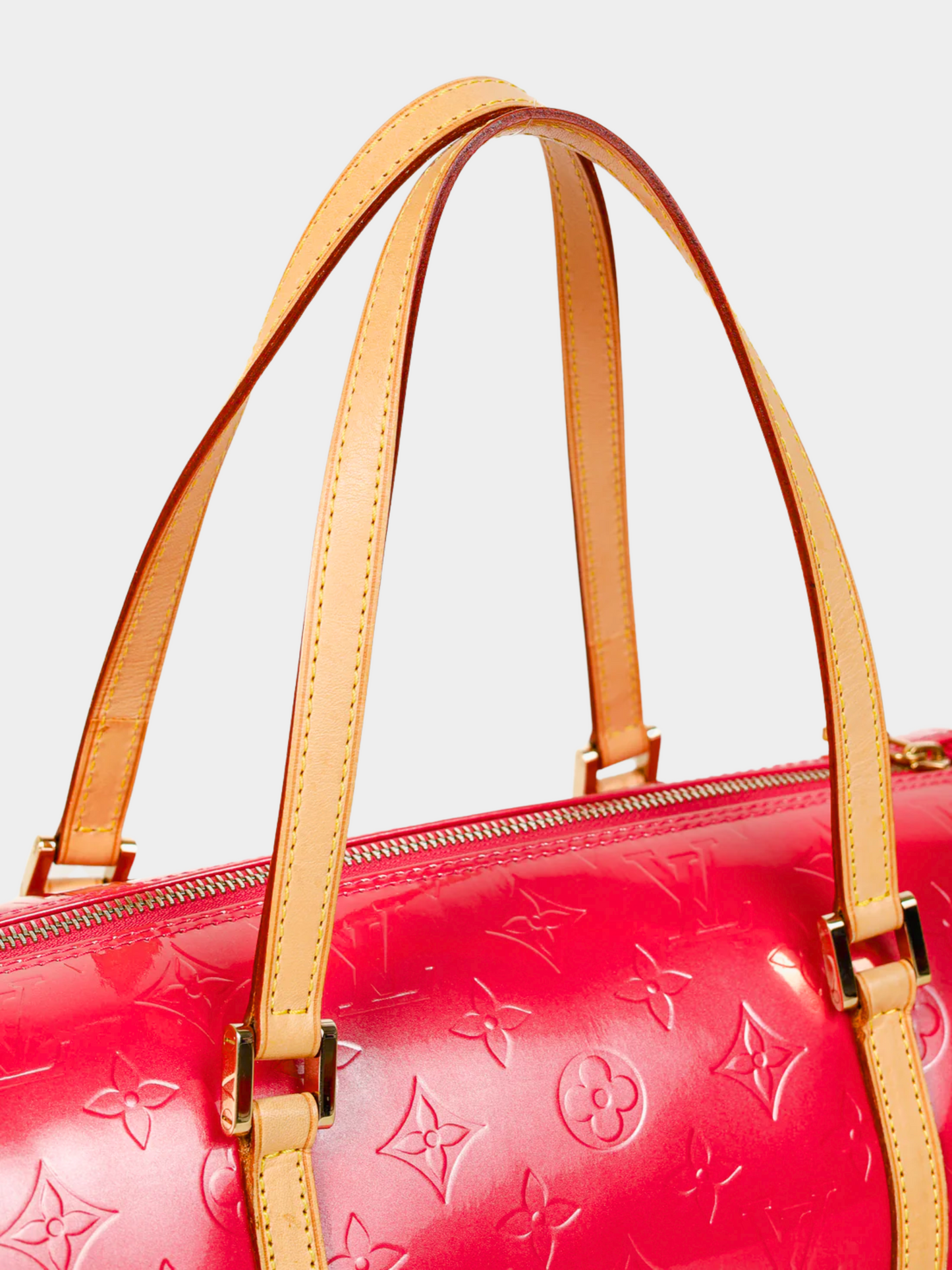 Louis Vuitton 2006 Bedford Pink Framboise Monogram Vernis Leather Barrel Bag