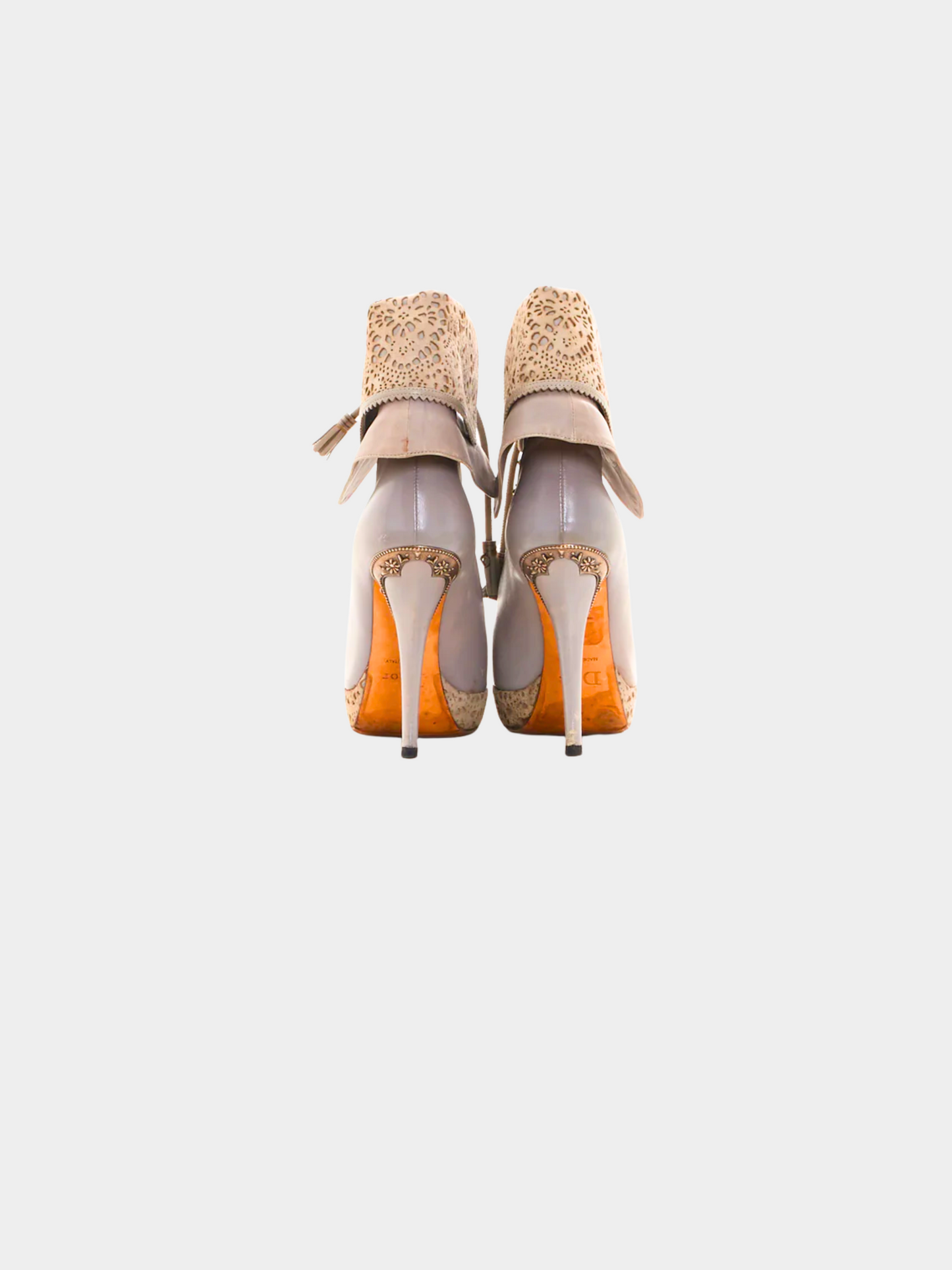 Christian Dior by Raf Simons 2010s Grey Leather Laser Cut Suede Ankle Boots