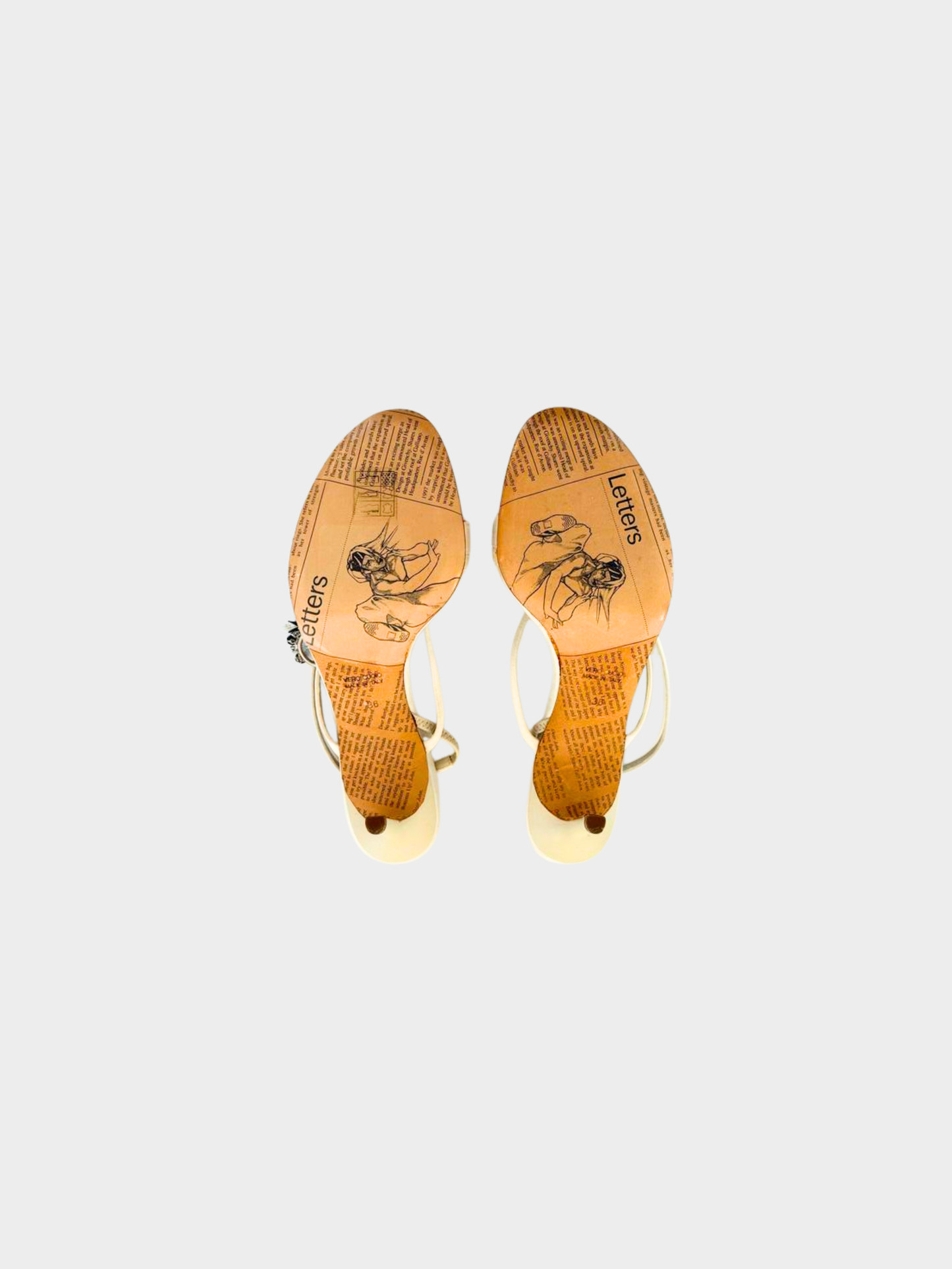 John Galliano 2000s White Leather Charm Gazette Heels