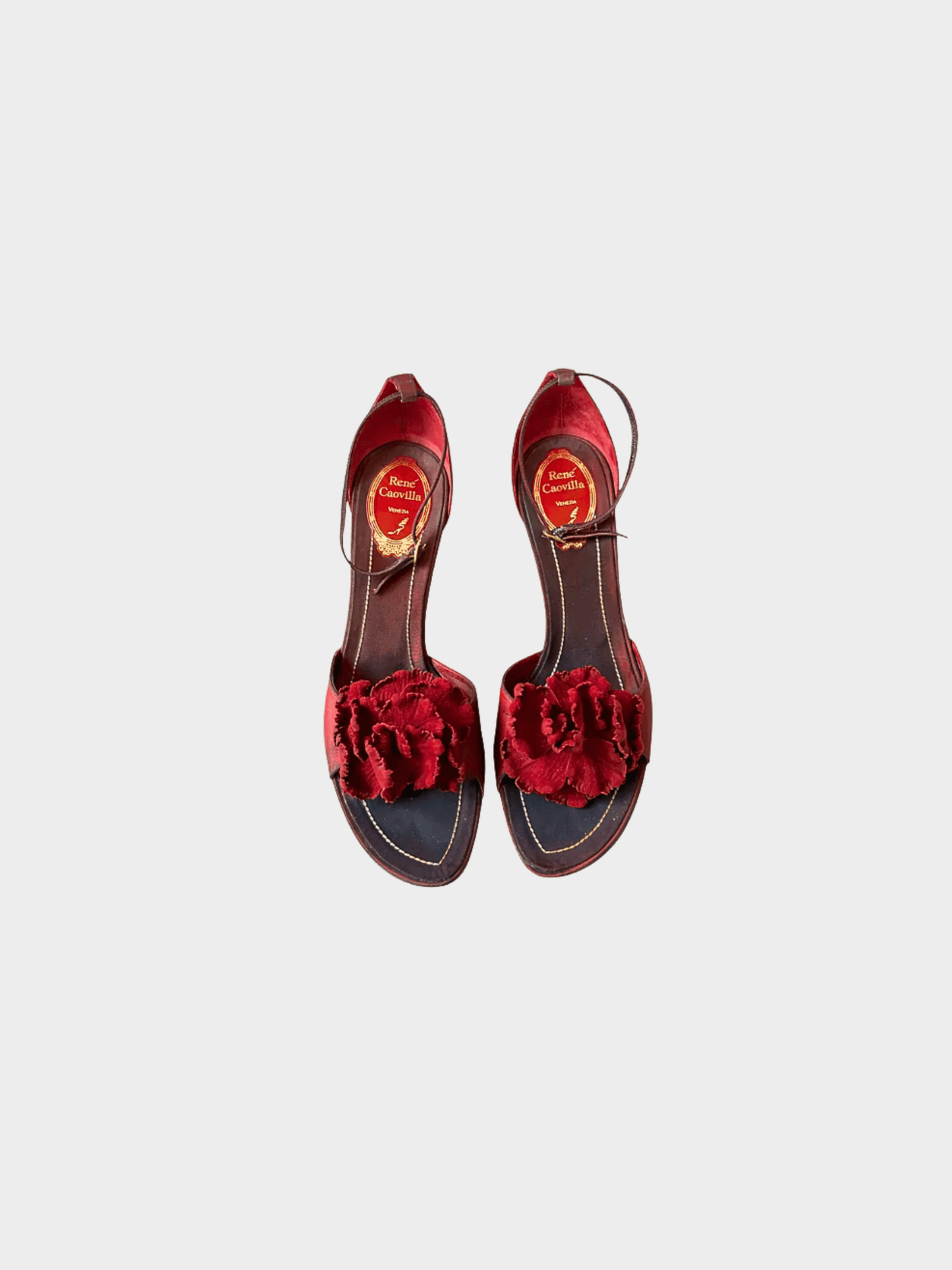 René Caovilla 2000s Burgundy Red Rose Heels