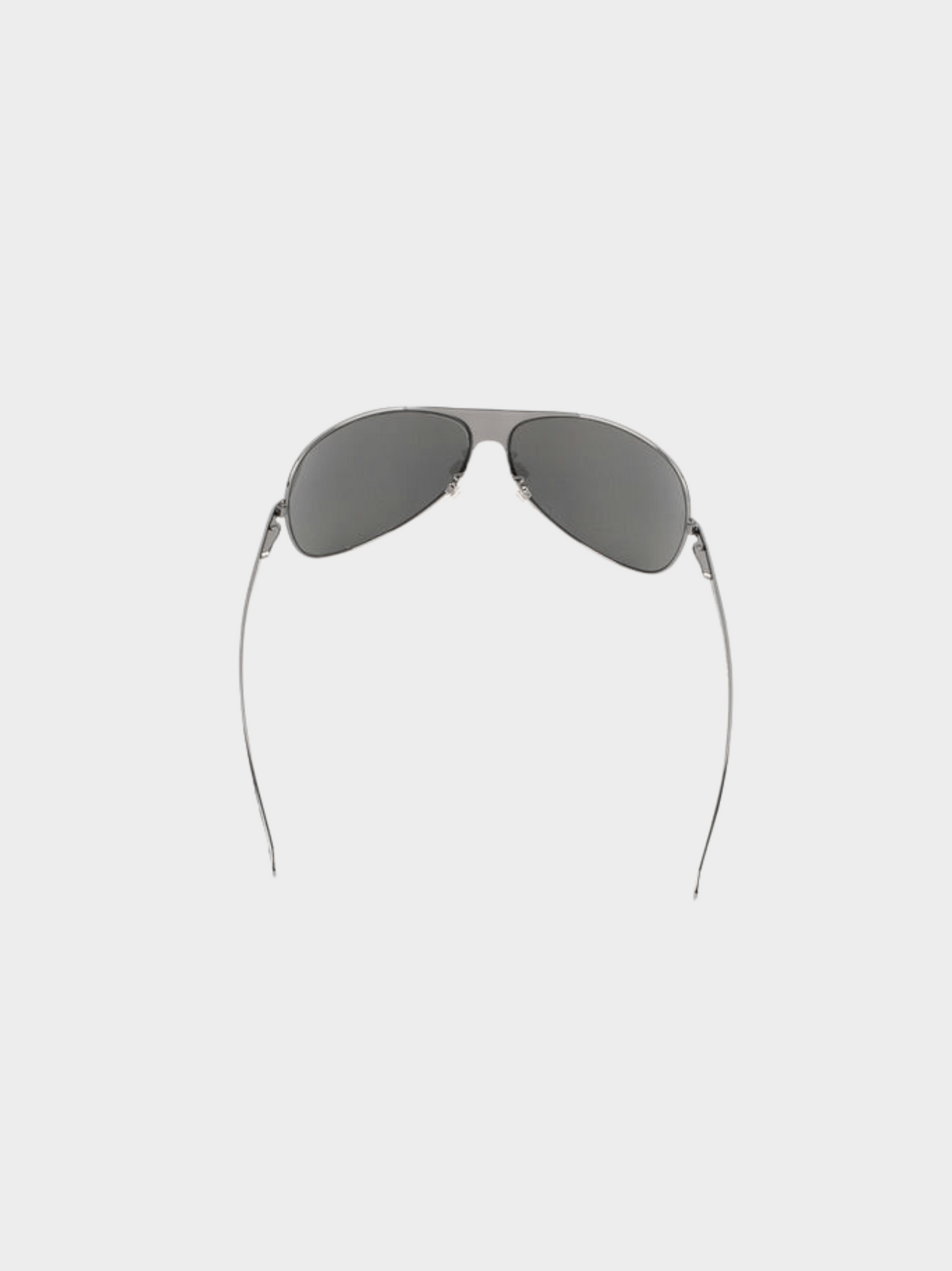 Chanel 2000s Black Metal Aviator Sunglasses