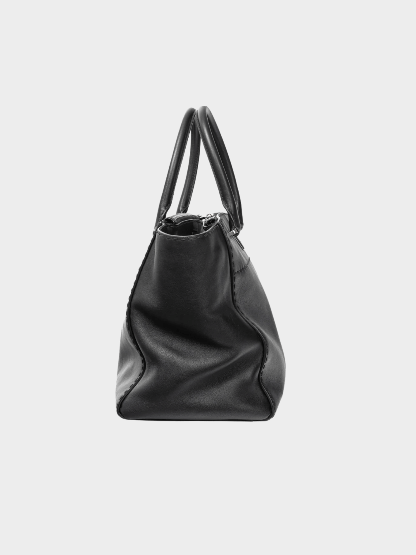 Prada 2010s Black Hand Stitched Calfskin Leather Tote