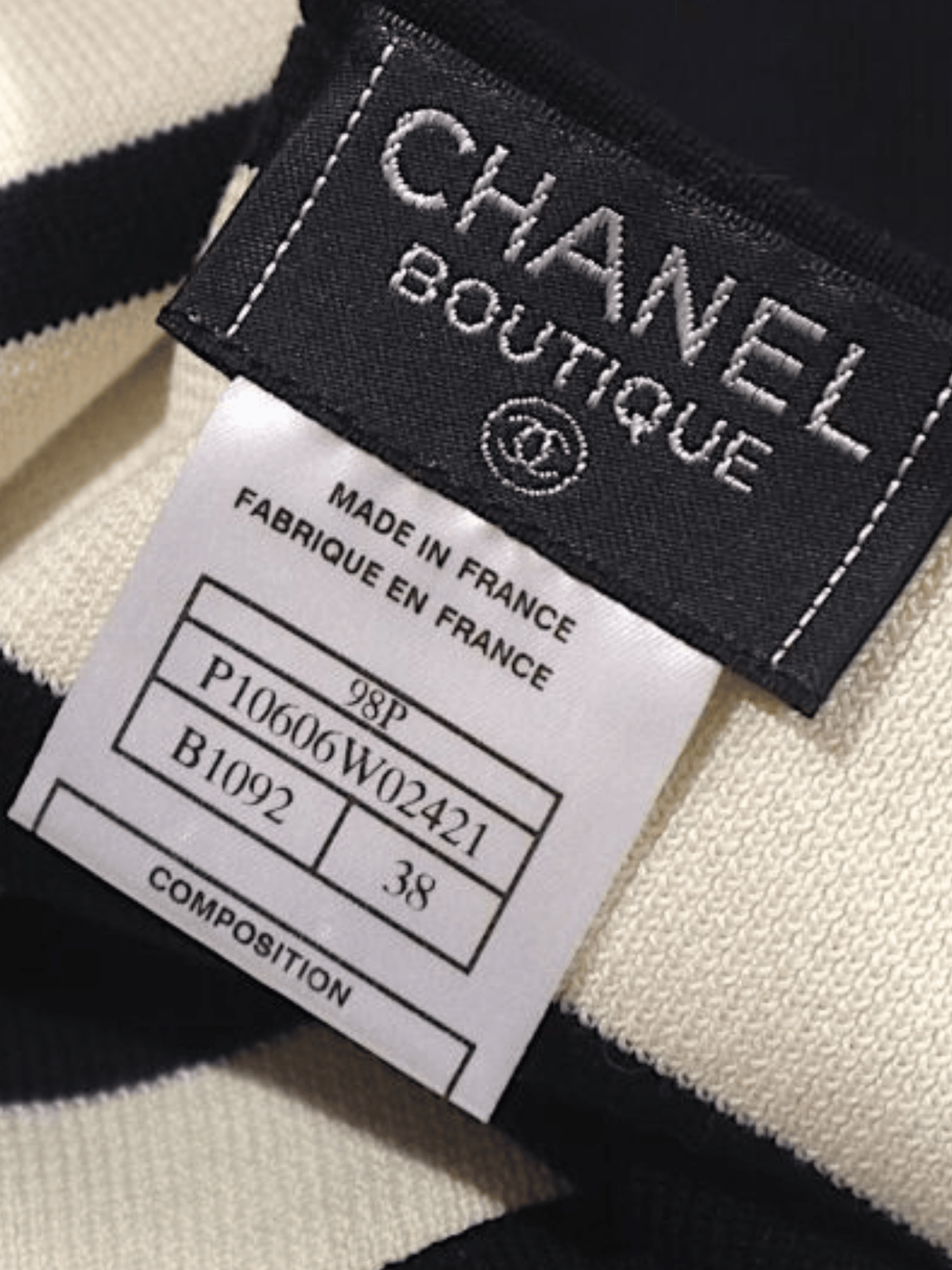 Chanel 1998 CC Logo Embroidered Striped All-in-One Bodysuit