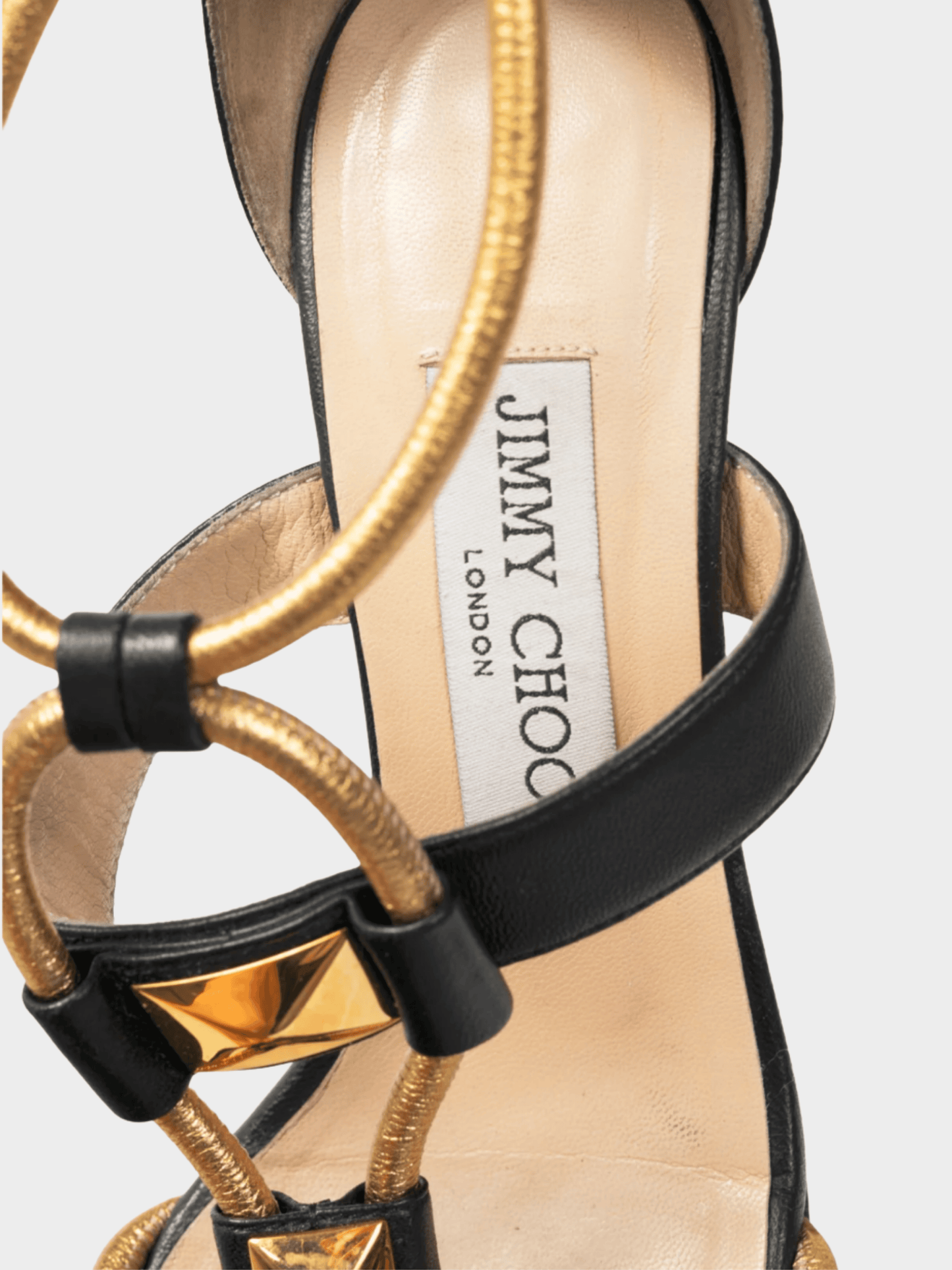 Jimmy Choo 2010s Venus Black Studded Leather Sandals