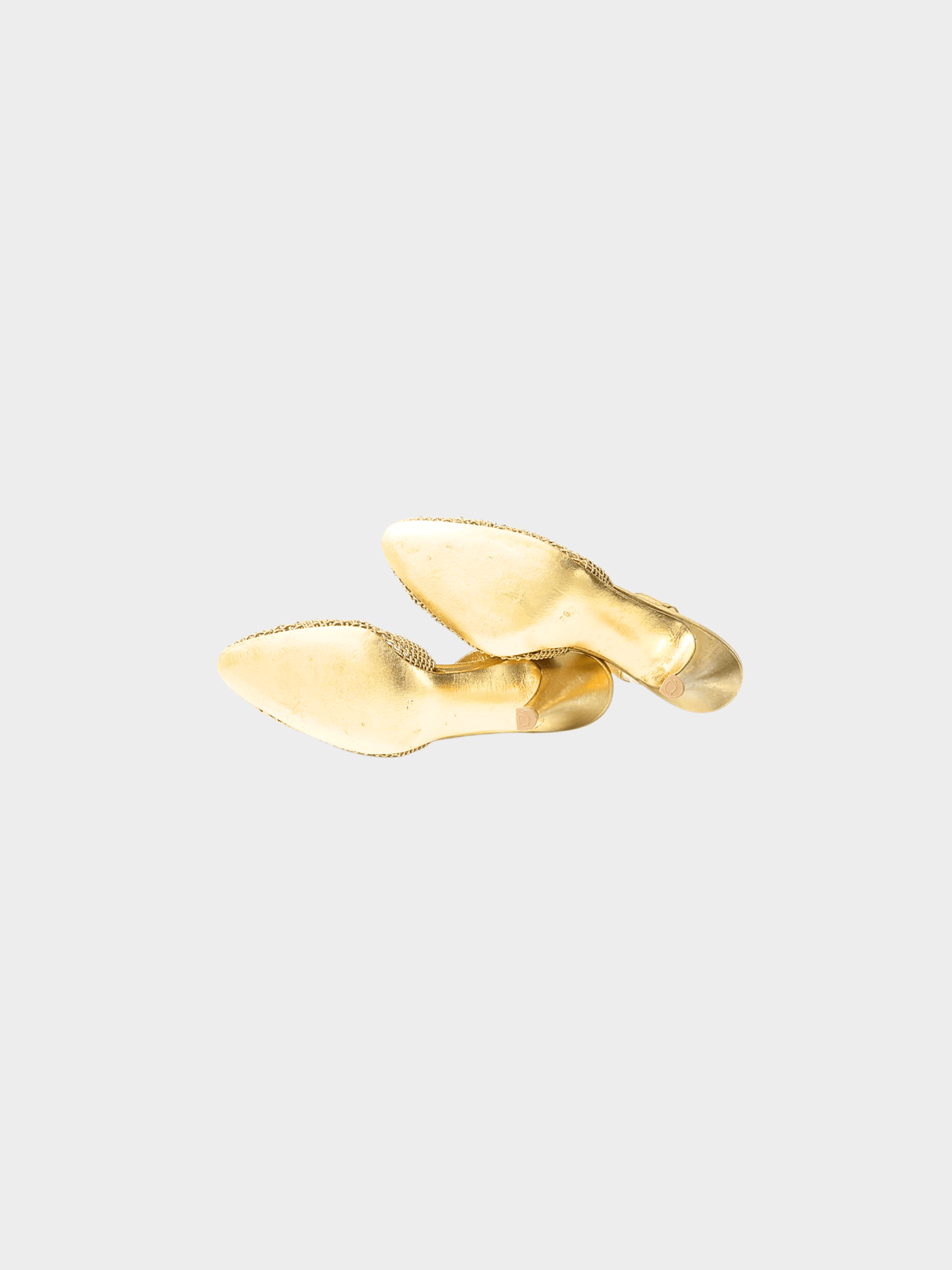 Chanel 2000s Rare Gold Mesh Slingback Heels