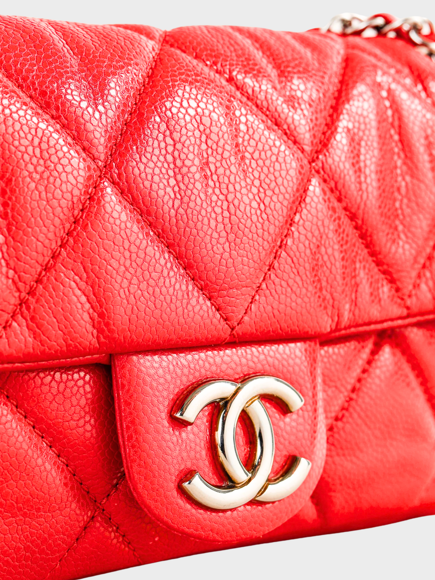 Chanel 2009 Red Quilted CC Logo Flap Handbag