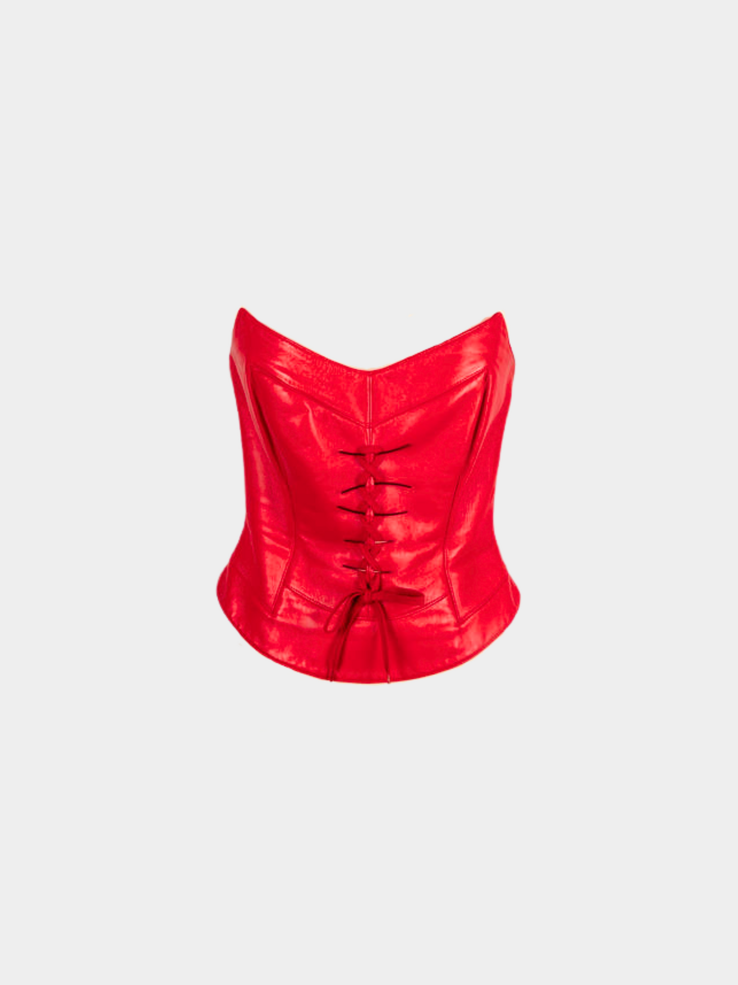 Thierry Mugler 2000s Red leather bustier and jacket Blazer Set