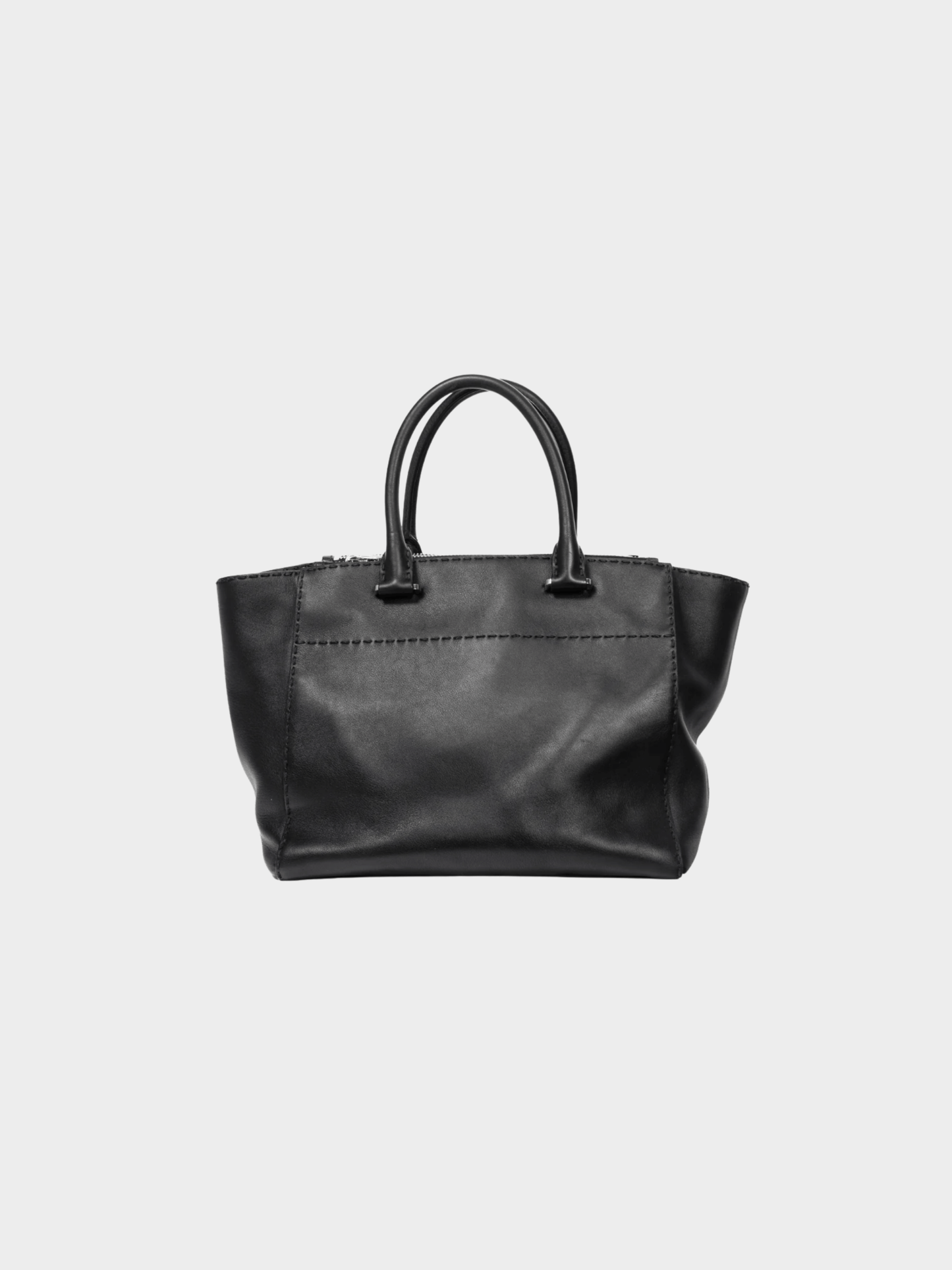 Prada 2010s Black Hand Stitched Calfskin Leather Tote
