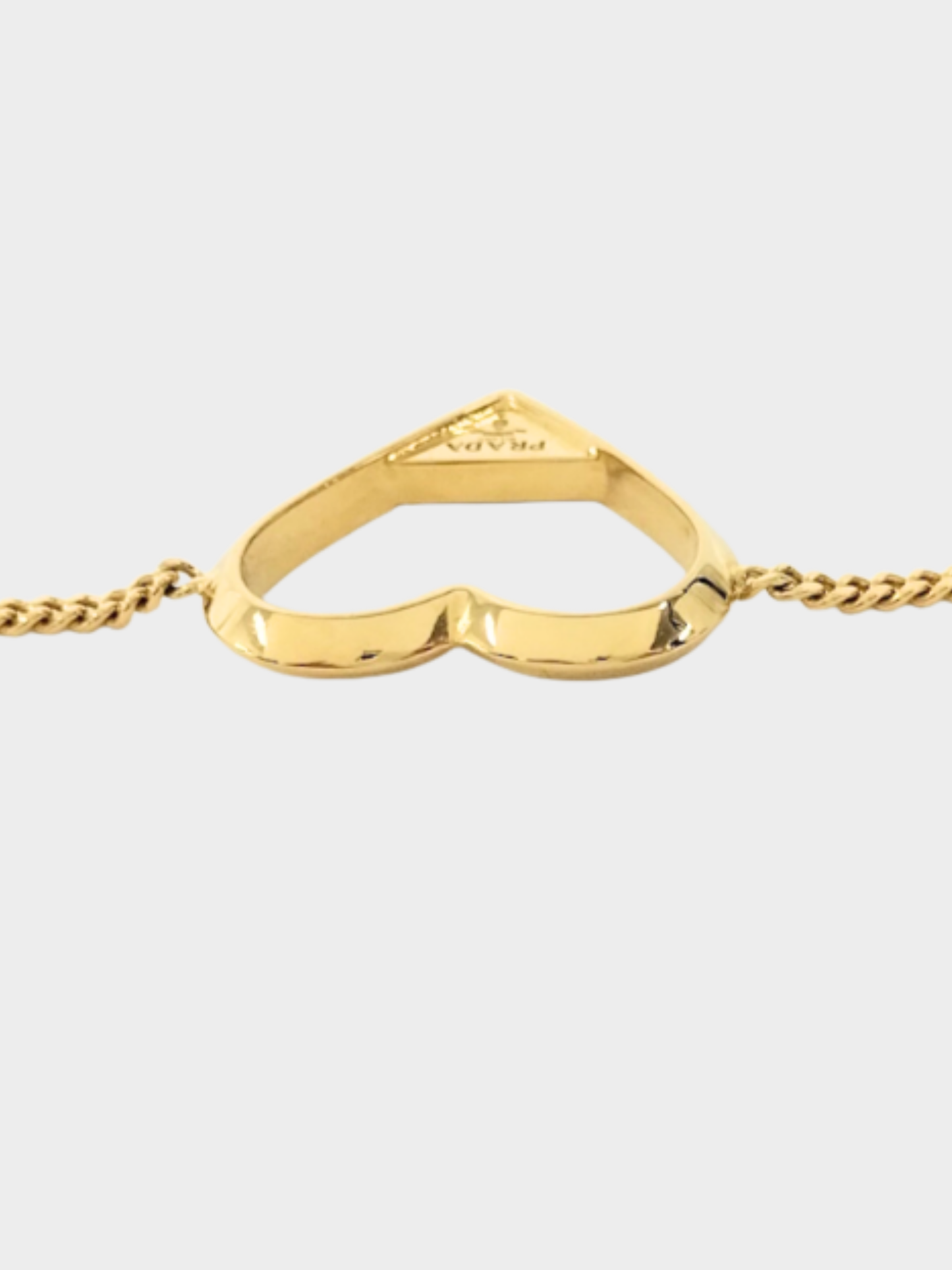 Prada 2020s Gold Metal Heart Logo Bracelet