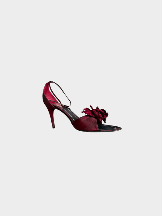 René Caovilla 2000s Burgundy Red Rose Heels