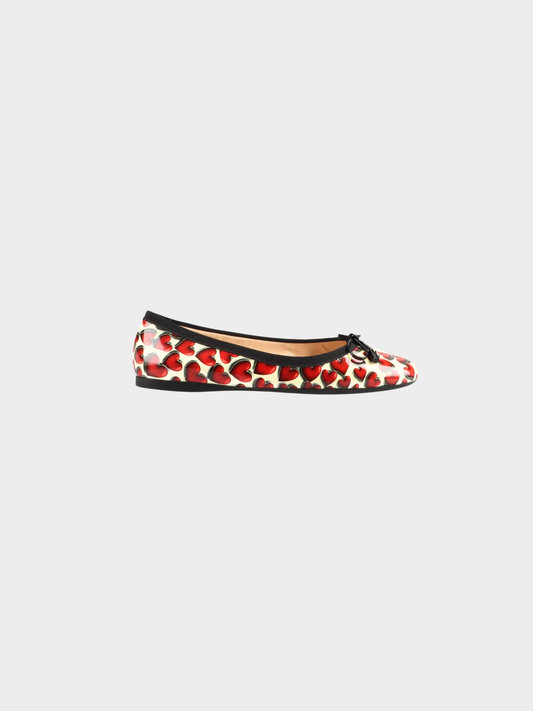 Prada SS 2000 Heart Printed Ballet Flats