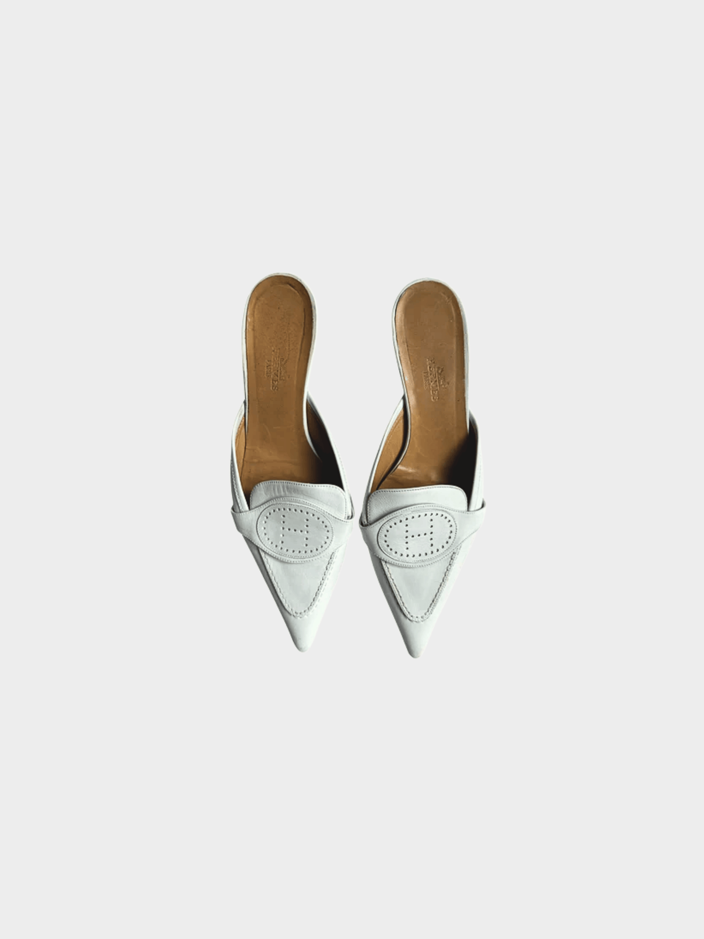 Hermes 2000s White Pointed Toe Mule