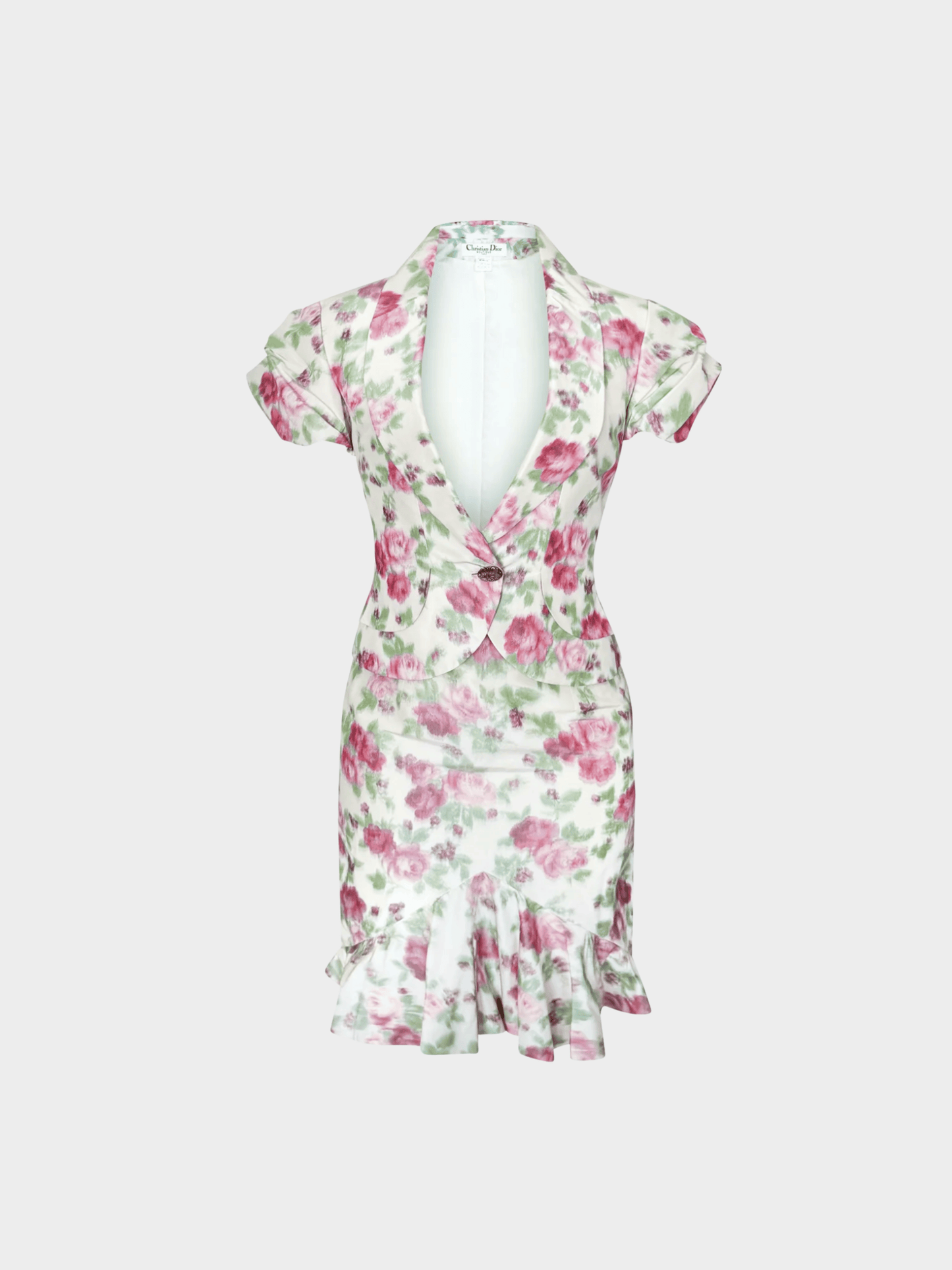 Christian Dior SS 1999 by John Galliano Pink and Beige Floral Suit Set