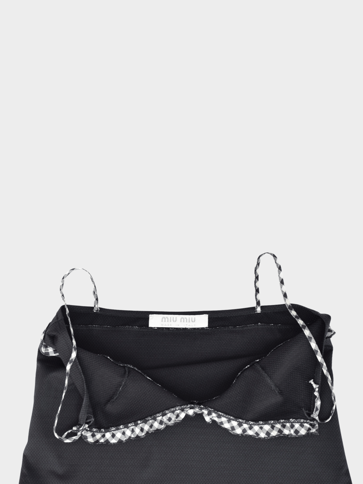 Miu Miu SS 2000 Black Cami Plaid Tank Top