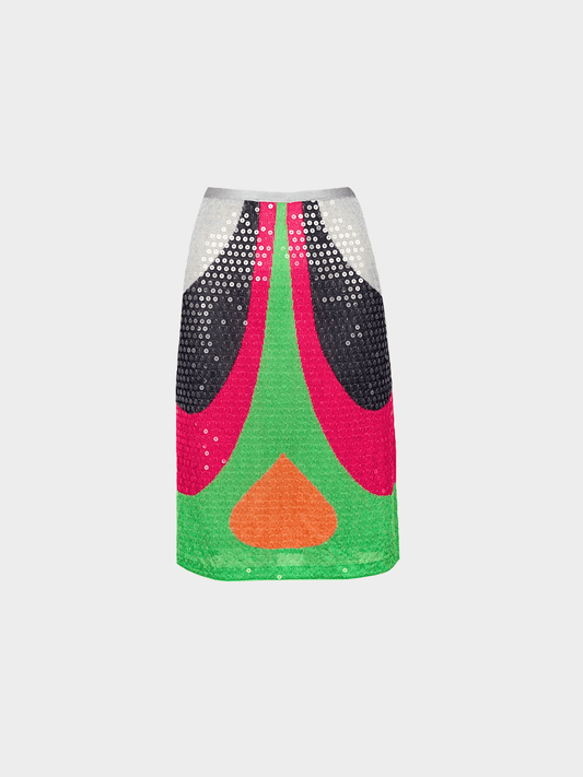 Missoni SS 2004 Sequin Color Block Knit Skirt