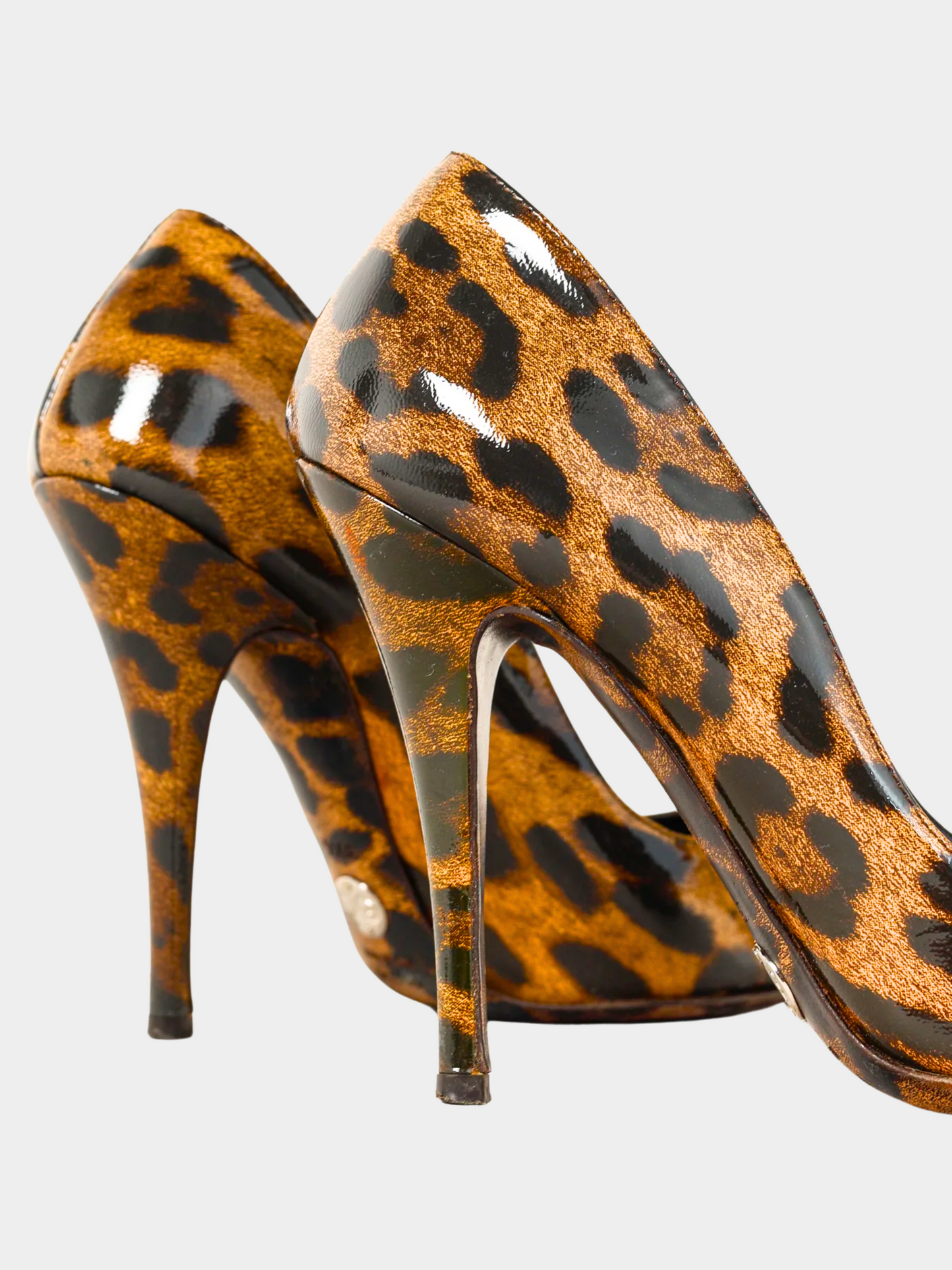 Dolce and Gabbana 2010s Brown Leopard Patent Leather Pumps