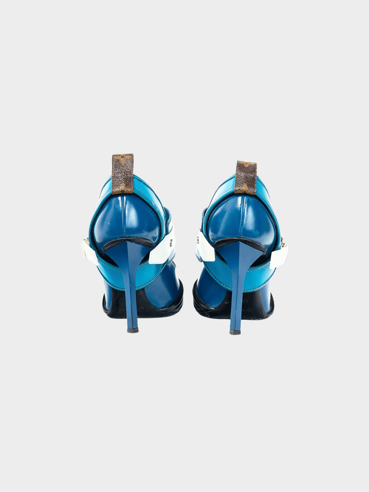 Louis Vuitton AW 2015 Runway Blue & Black Colourblock Mary Jane Heels