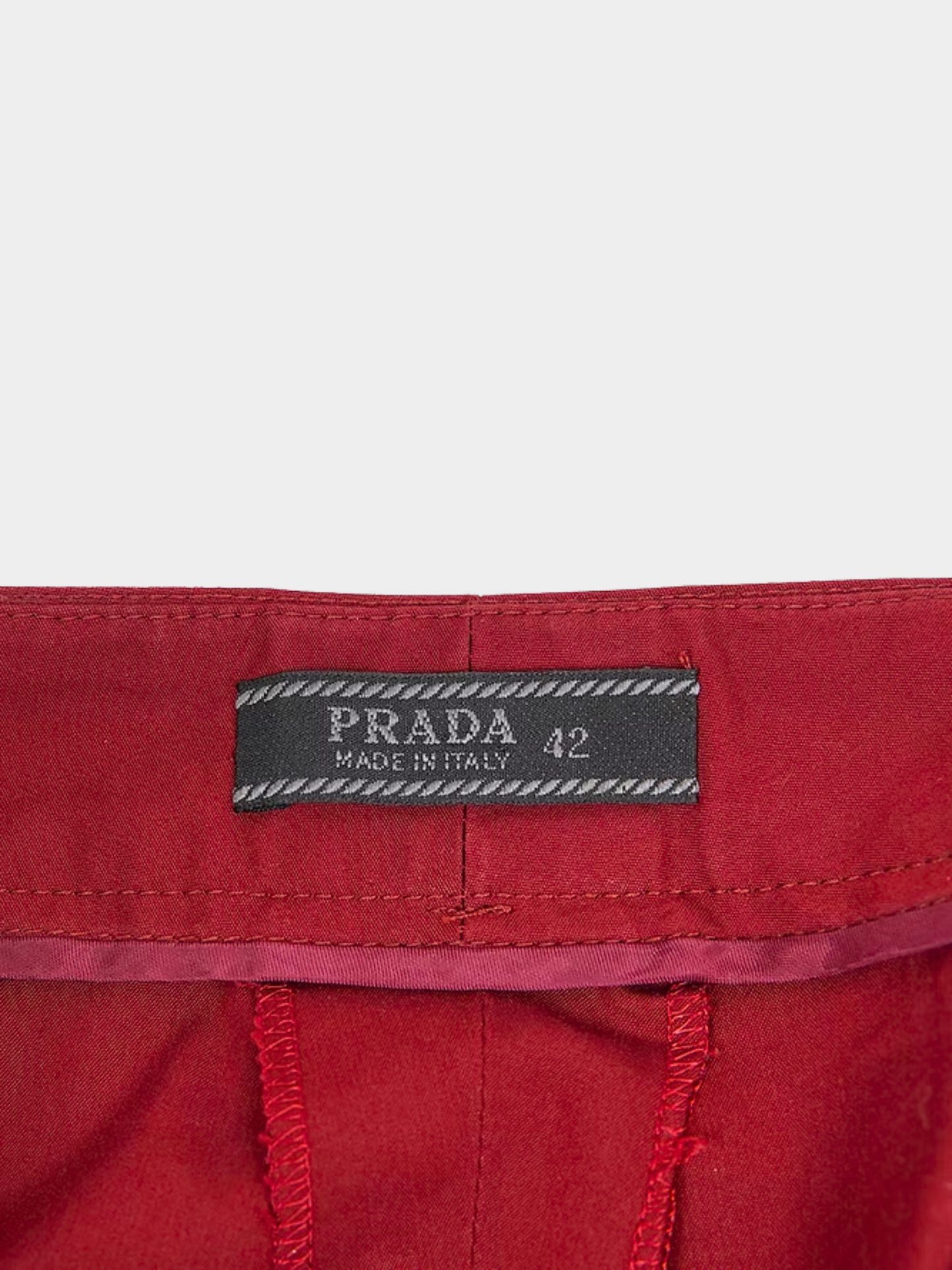 Prada SS 2000 Red Collared Button UP Top and Flared Bottoms Set