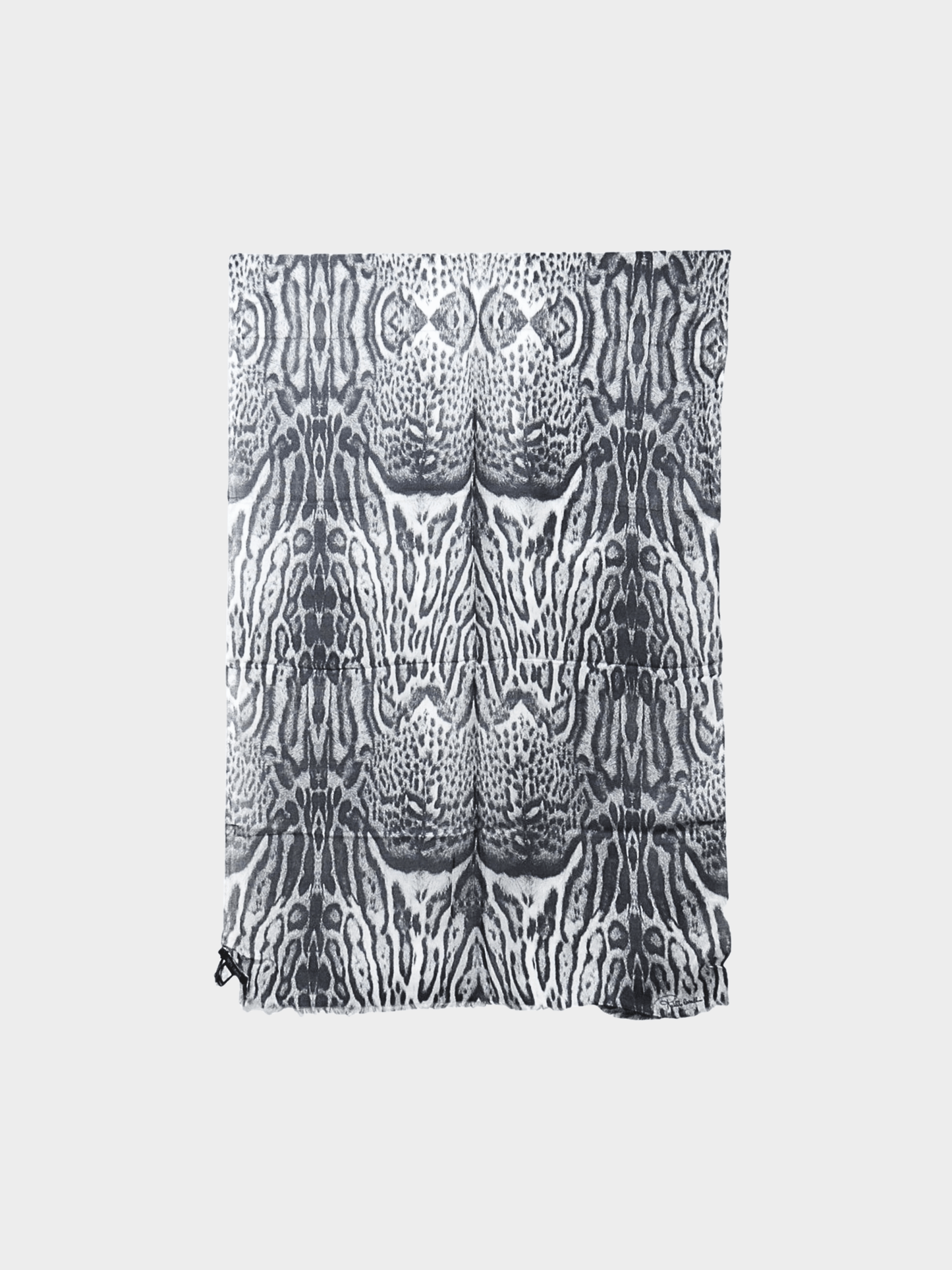 Roberto Cavalli 2000s Grey Leopard Print Scarf