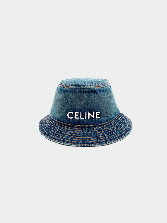 Celine 2010s Blue Denim Bucket Hat