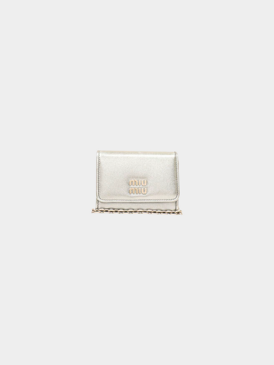 Miu Miu 2010s Silver Logo chain wallet