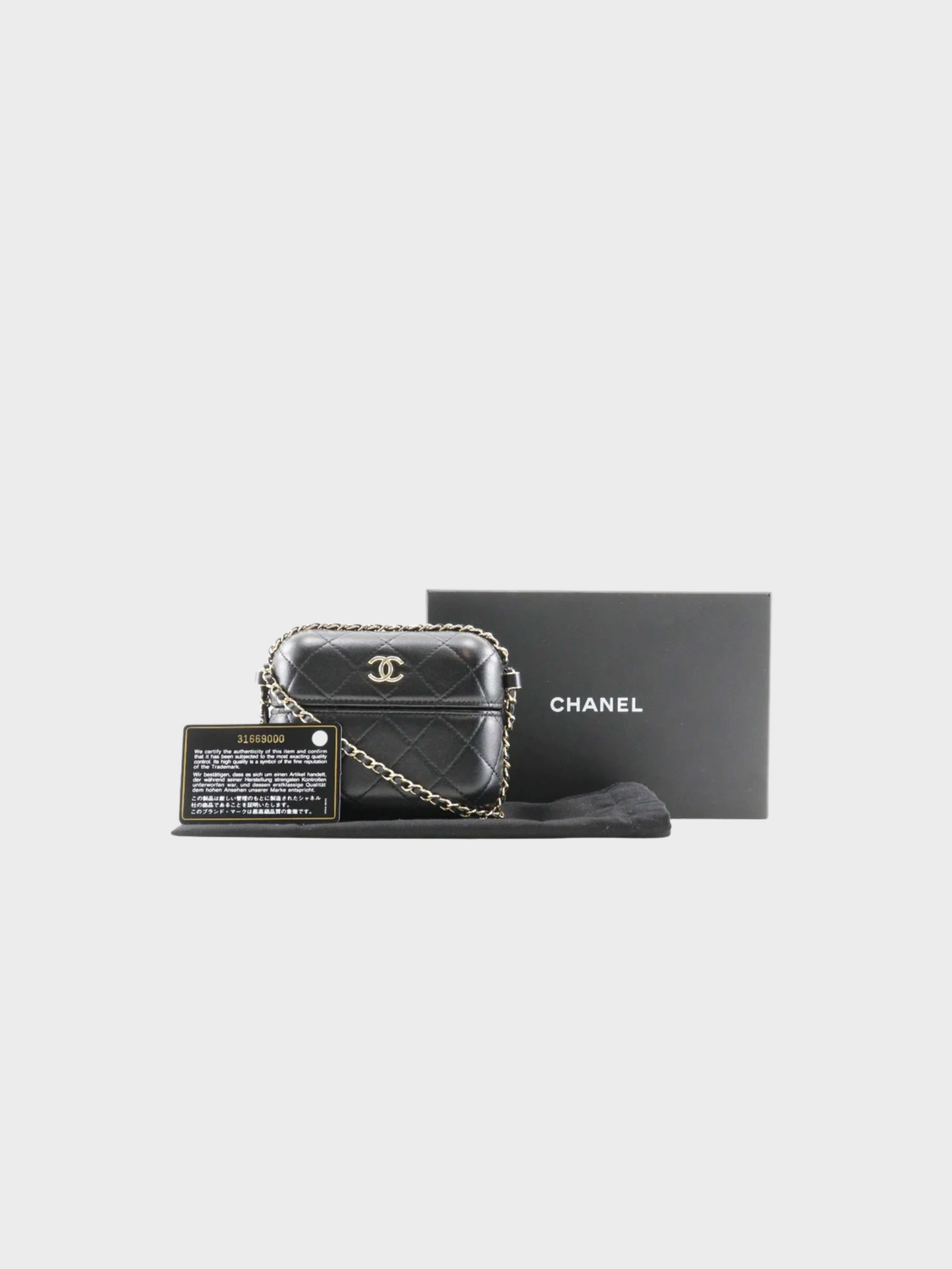 Chanel 2021 Black Leather Matelasse Chain Pochette Shoulder Bag