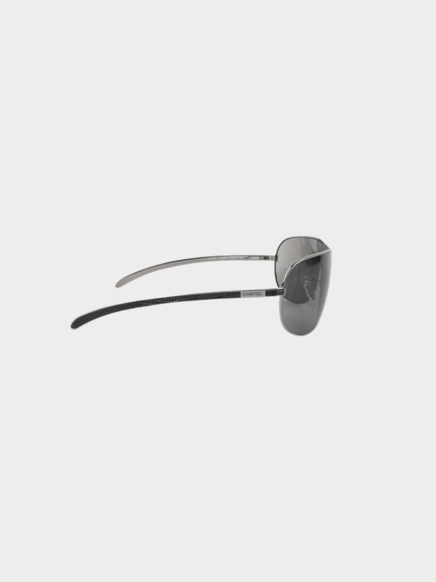 Chanel 2000s Black Metal Aviator Sunglasses