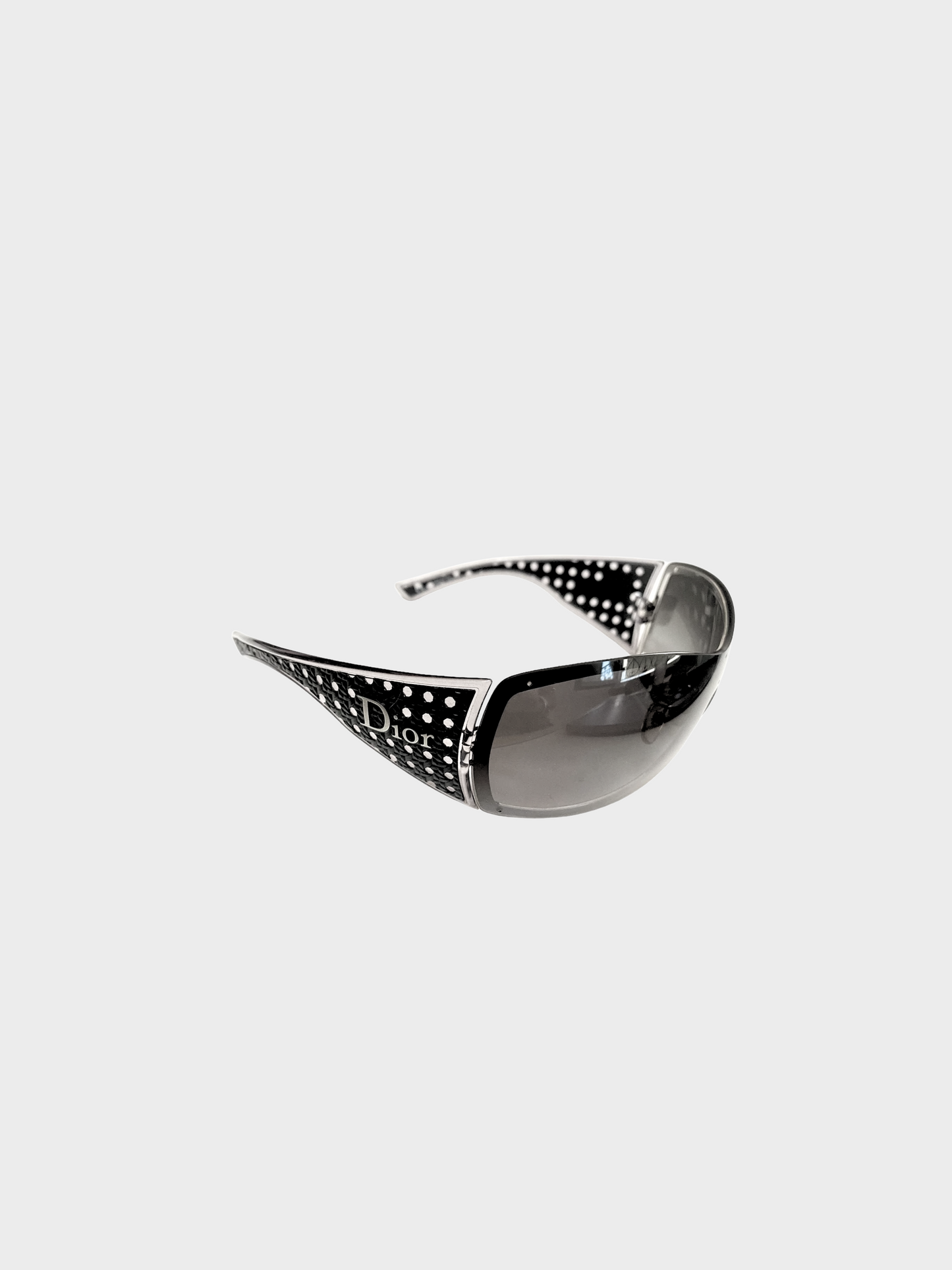 Christian Dior 2000s Black Quadrille Shield Sunglasses