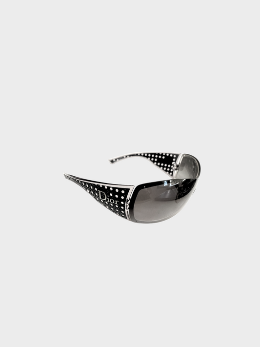 Christian Dior 2000s Black Quadrille Shield Sunglasses