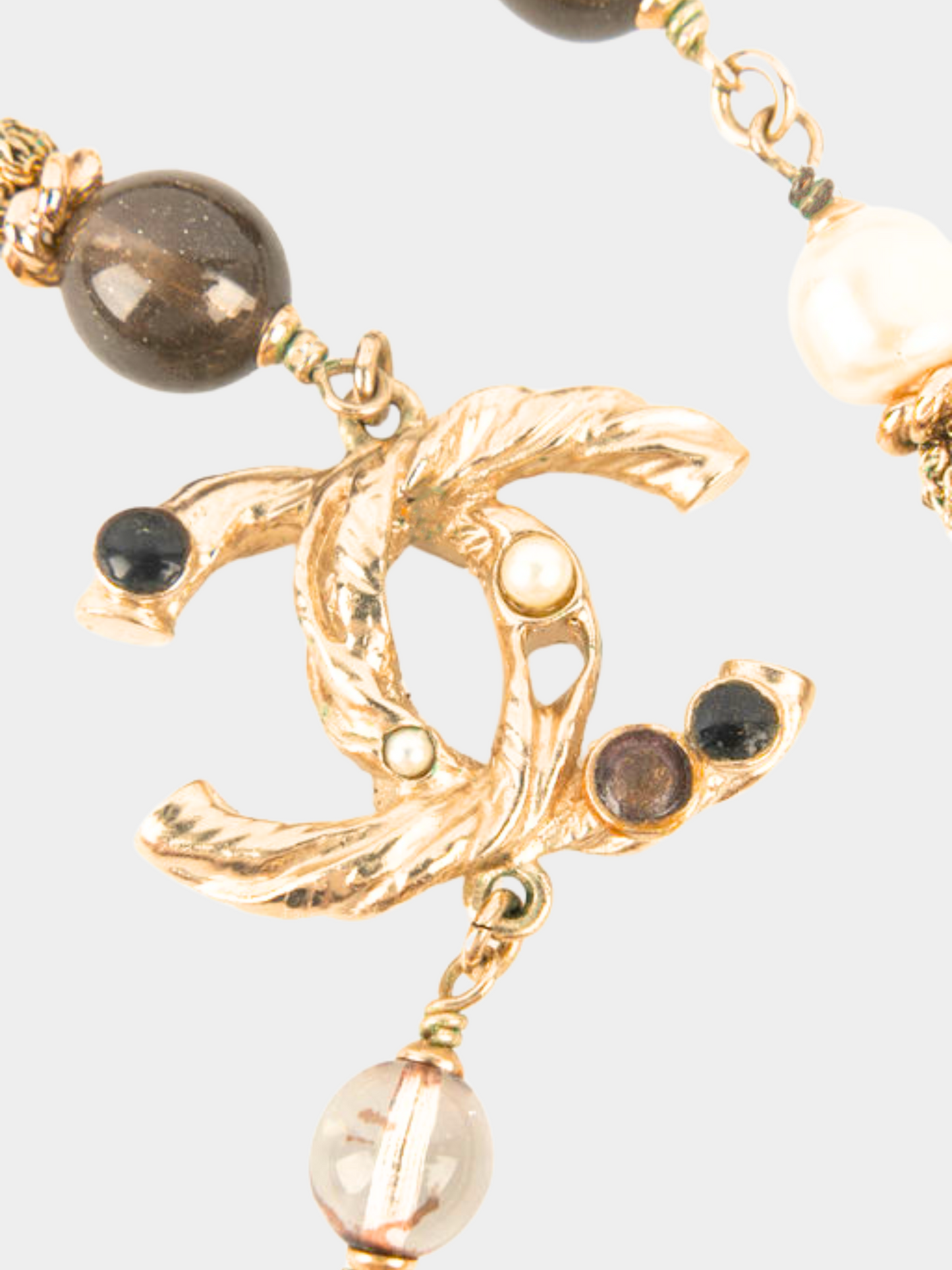 Chanel 1990s Champagne Beaded Head Jewelry