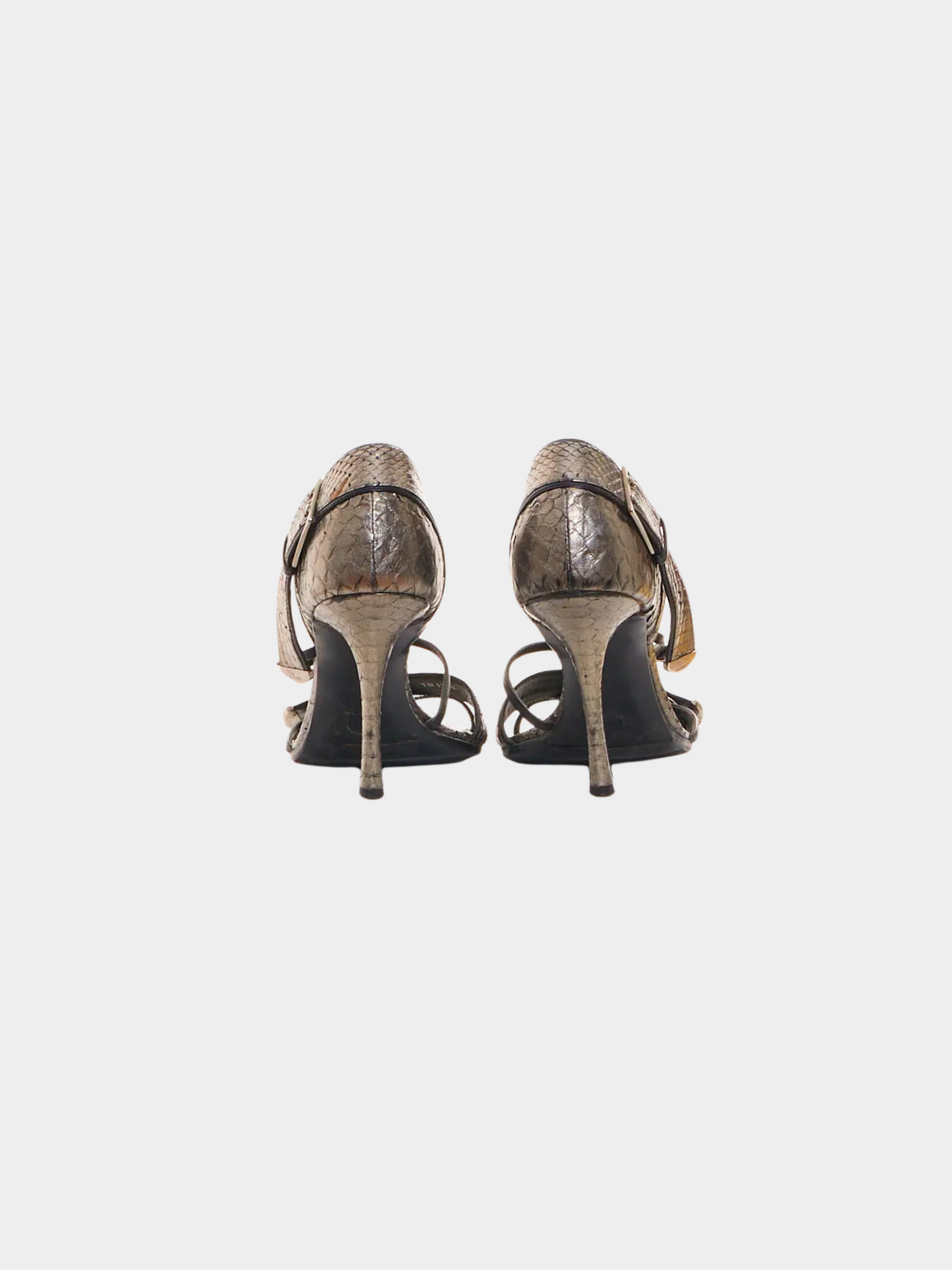 Christian Dior by John Galliano 2000s Silver crocodile buckle Heels