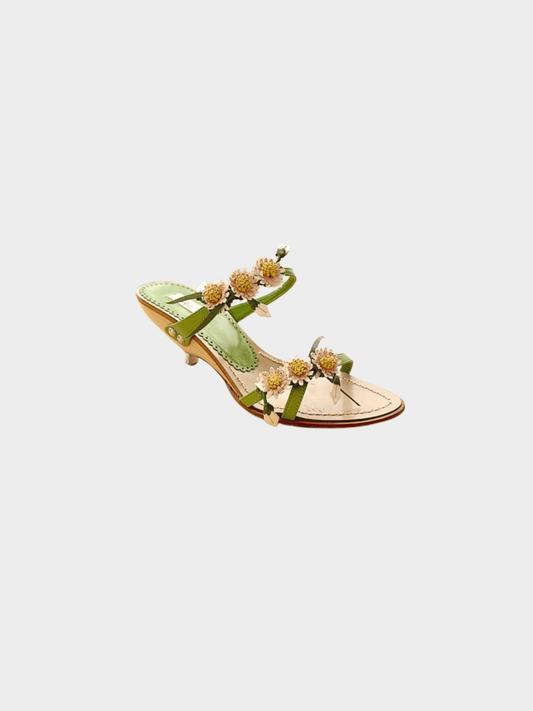Prada 2000s Daisy Floral Kitten Heels