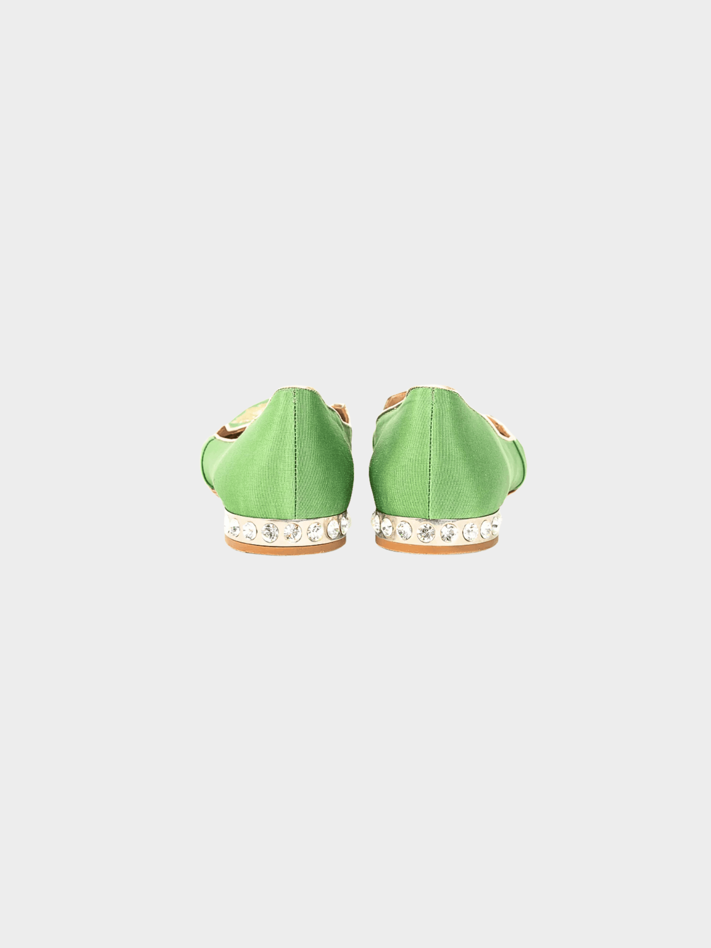 Miu Miu Pre-Fall 2012 Green Embroidered Crystal-Heel Loafers