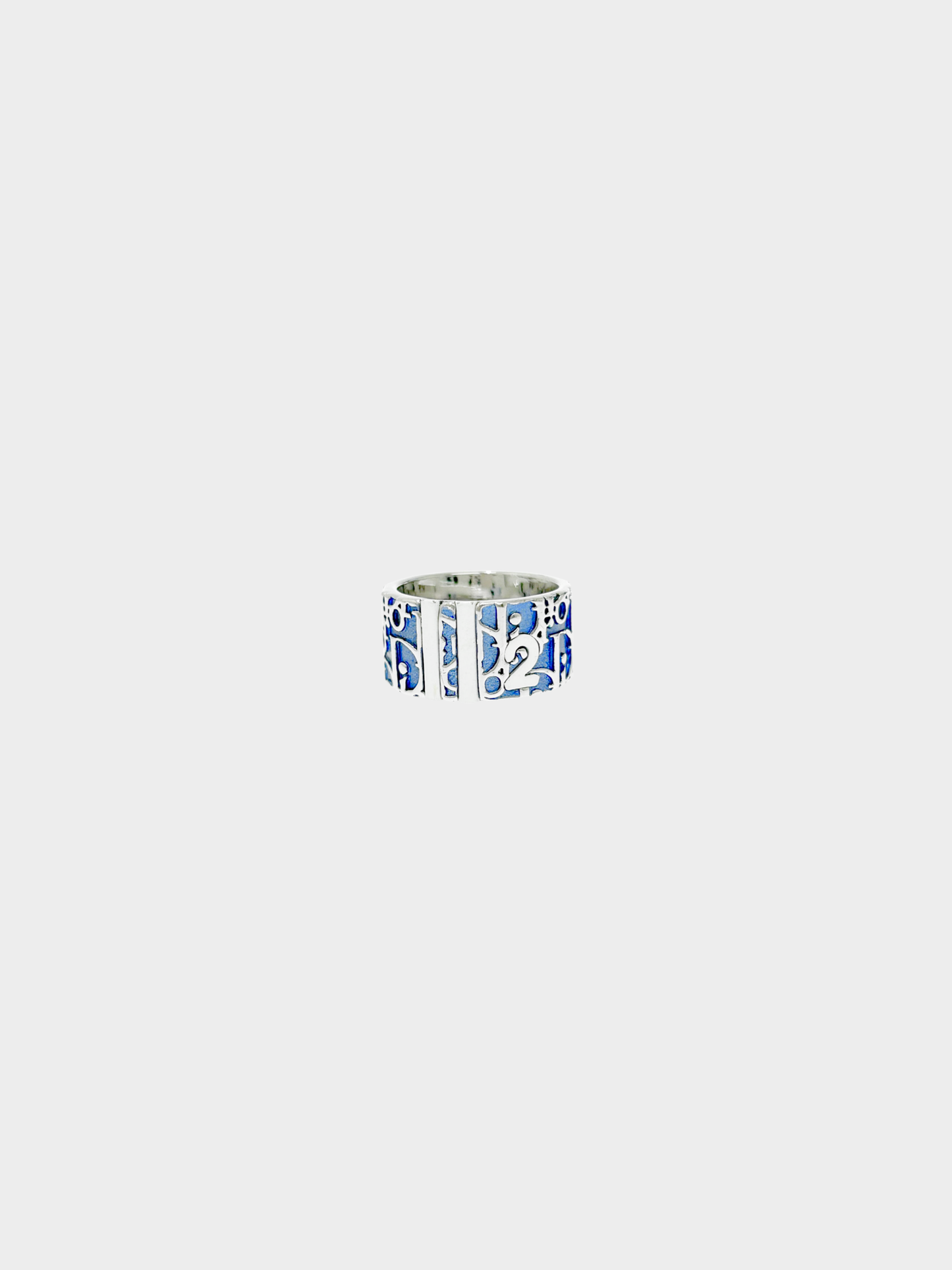 Christian Dior 2000s Blue Trotter Logo Design Ring