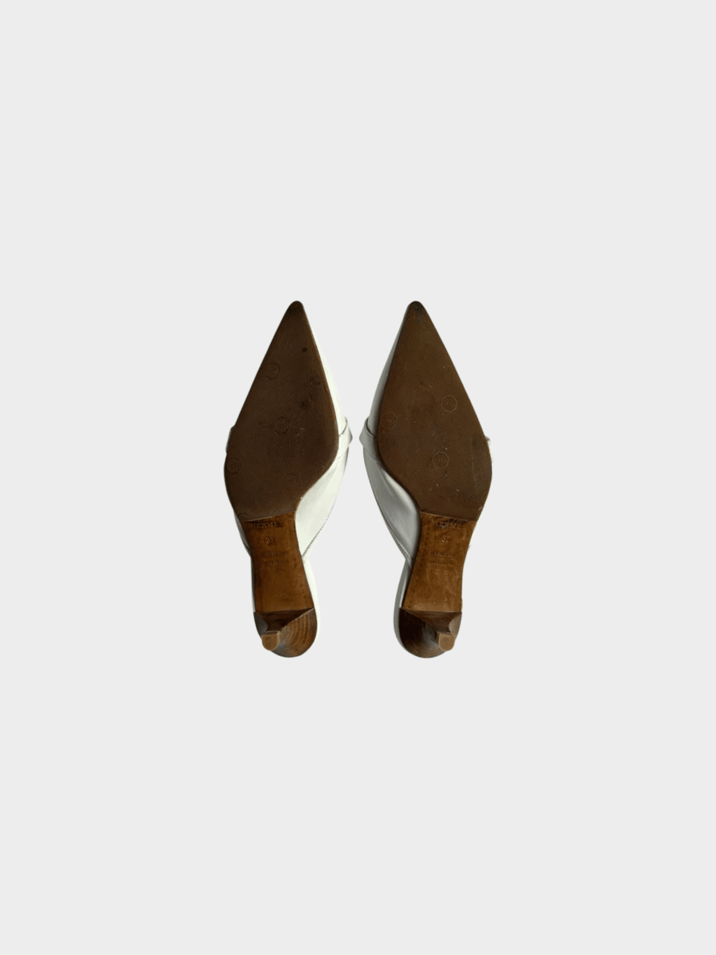 Hermes 2000s White Pointed Toe Mule