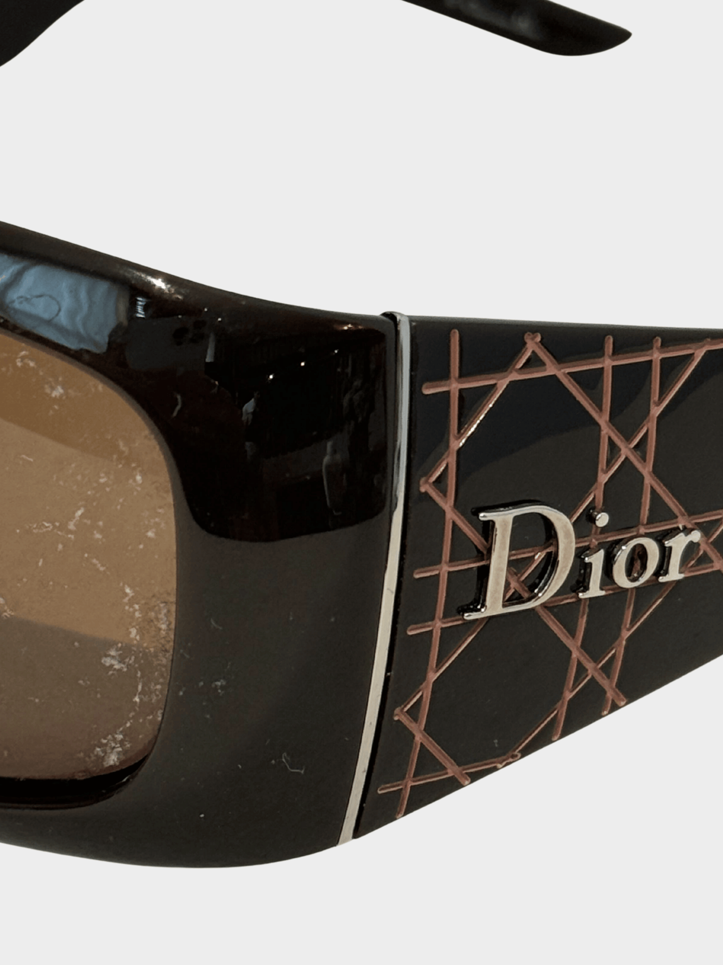 Christian Dior 2000s Black Cannage Logo Rectangle Sunglasses