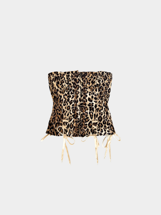 Dolce and Gabbana 2000s Cheetah Print Corset Top