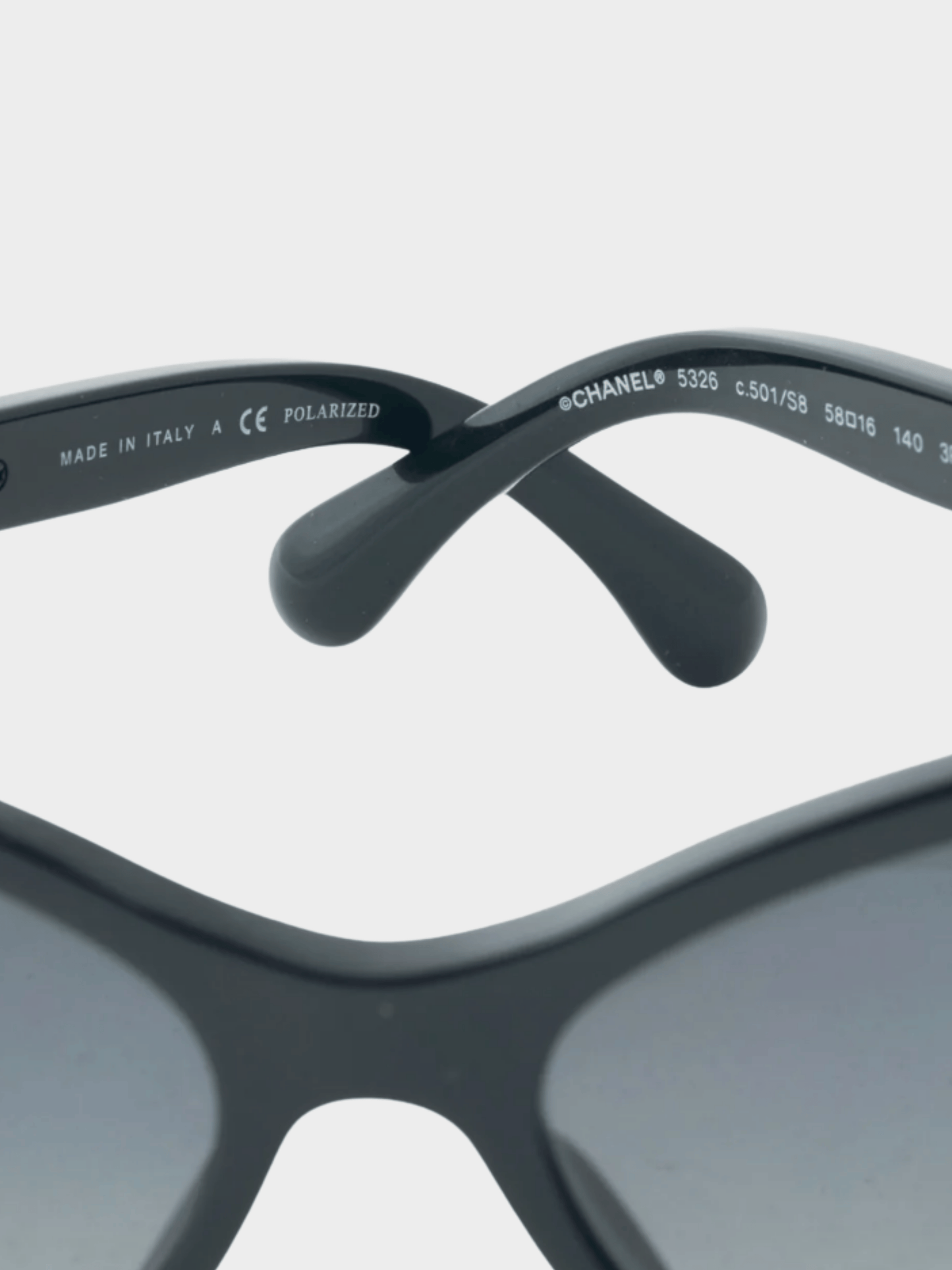 Chanel 2010s Black Chain-Temple Butterfly Sunglasses