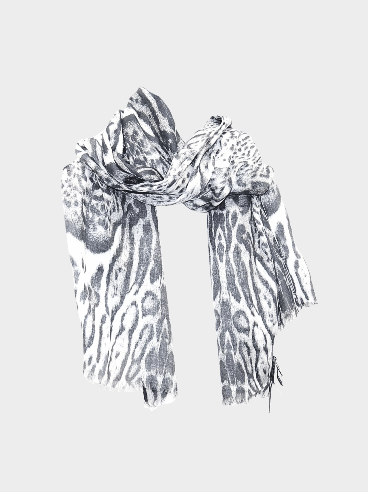 Roberto Cavalli 2000s Grey Leopard Print Scarf