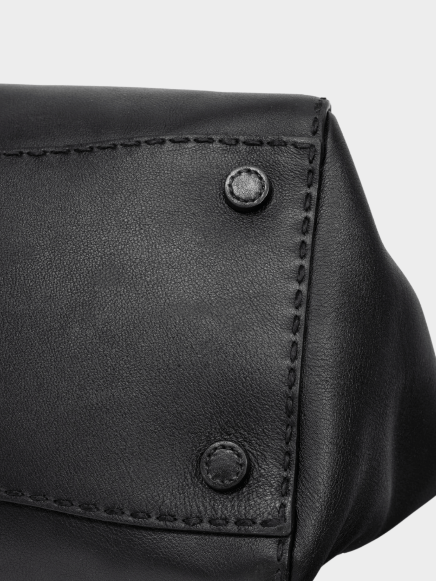 Prada 2010s Black Hand Stitched Calfskin Leather Tote