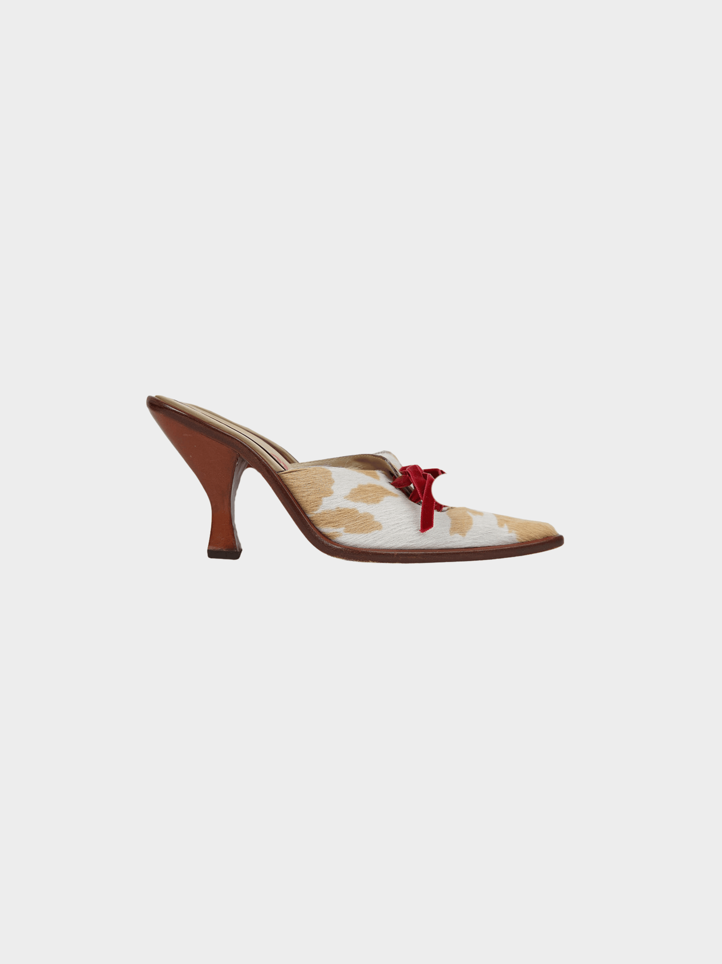 Miu Miu SS 1998 Beige Cowhide Wooden Heels