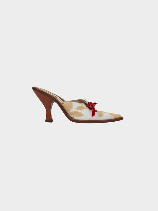 Miu Miu SS 1998 Beige Cowhide Wooden Heels