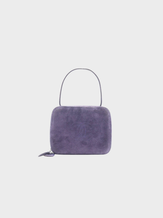 Chanel 1994 Purple Suede Coco Mark Top Handle Bag