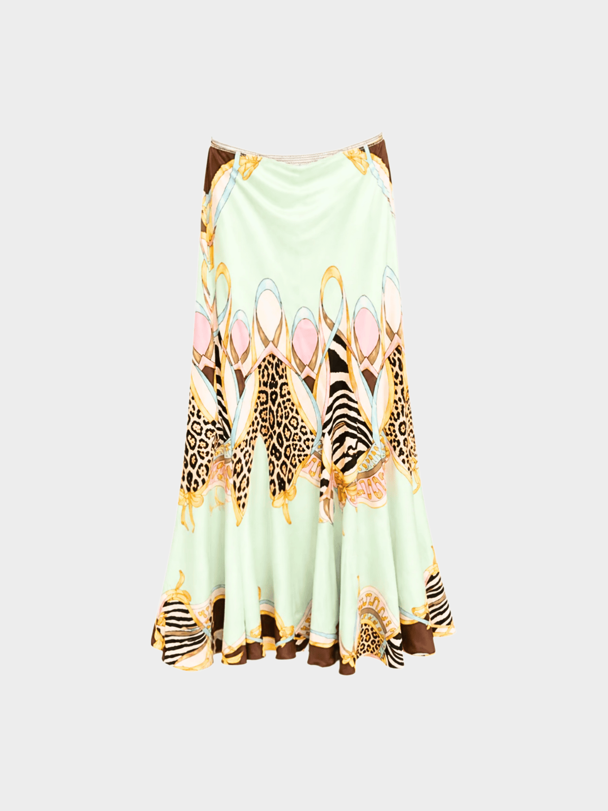 Roberto Cavalli SS 2004 Low Waisted Silk Maxi Skirt