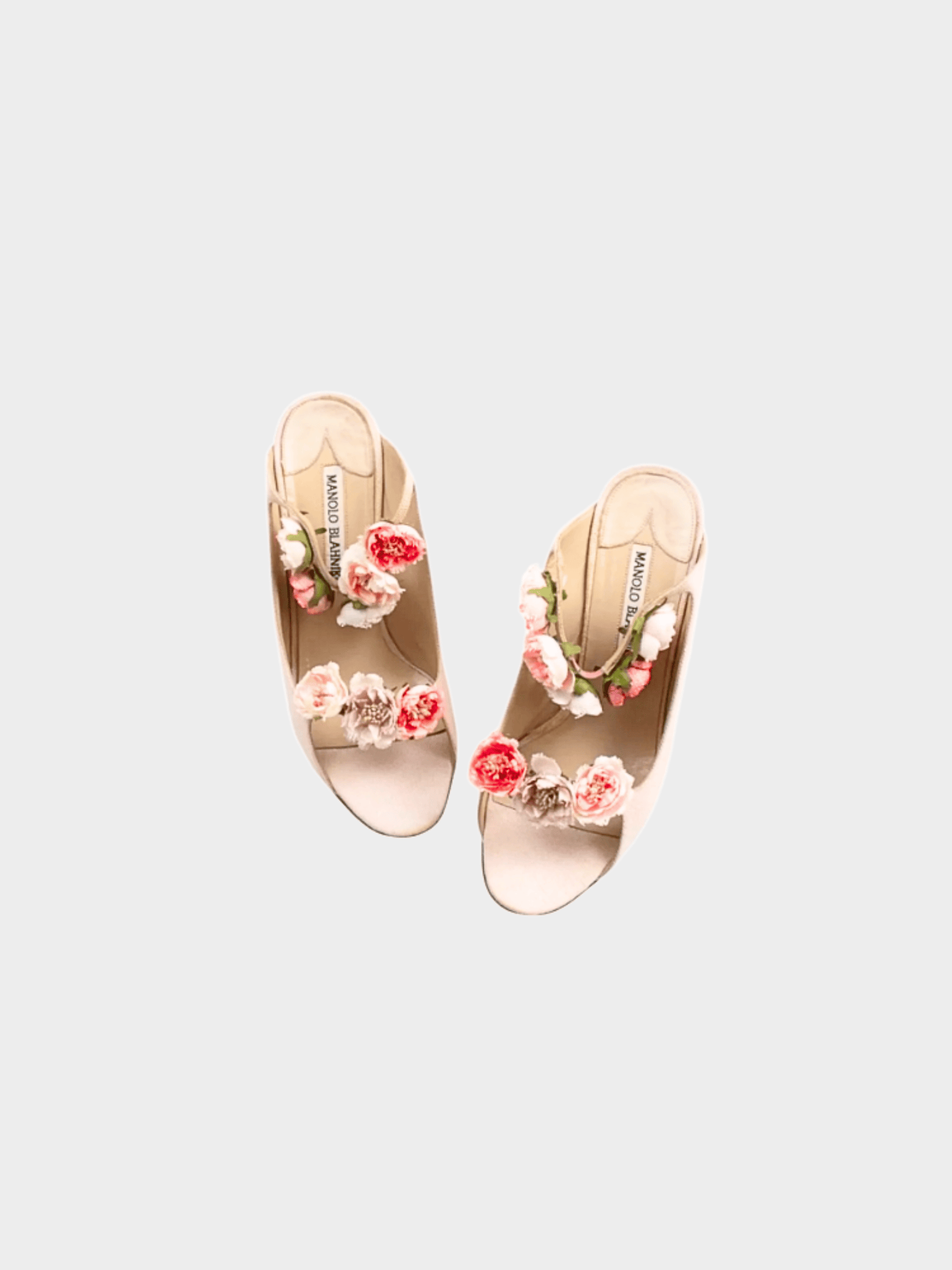 Manolo Blahnik 1997 Pink Flower Applique Mule Heels