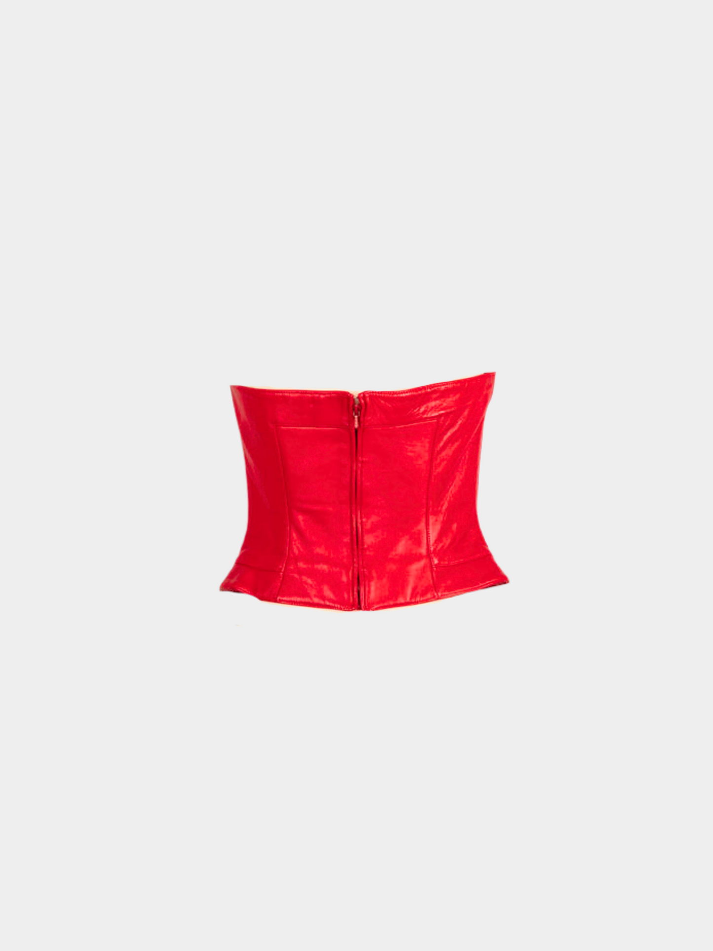 Thierry Mugler 2000s Red leather bustier and jacket Blazer Set