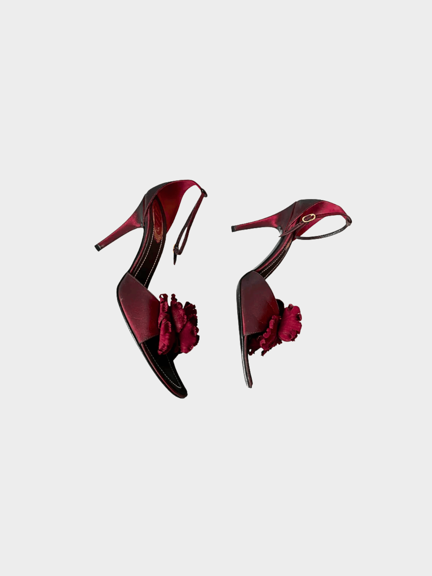 René Caovilla 2000s Burgundy Red Rose Heels