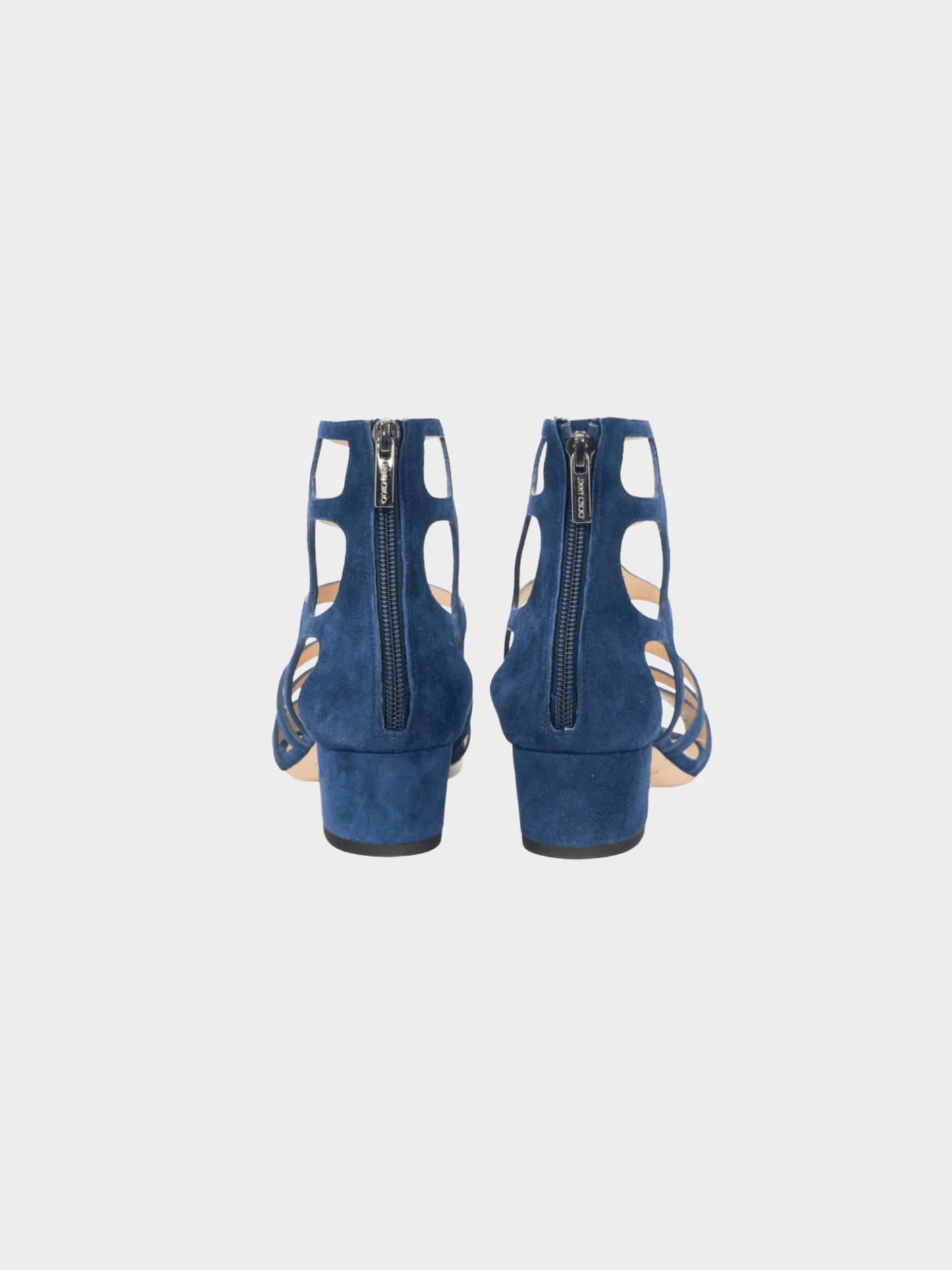 Jimmy Choo 2010s Ren 35 Pacific Suede Cage Sandals