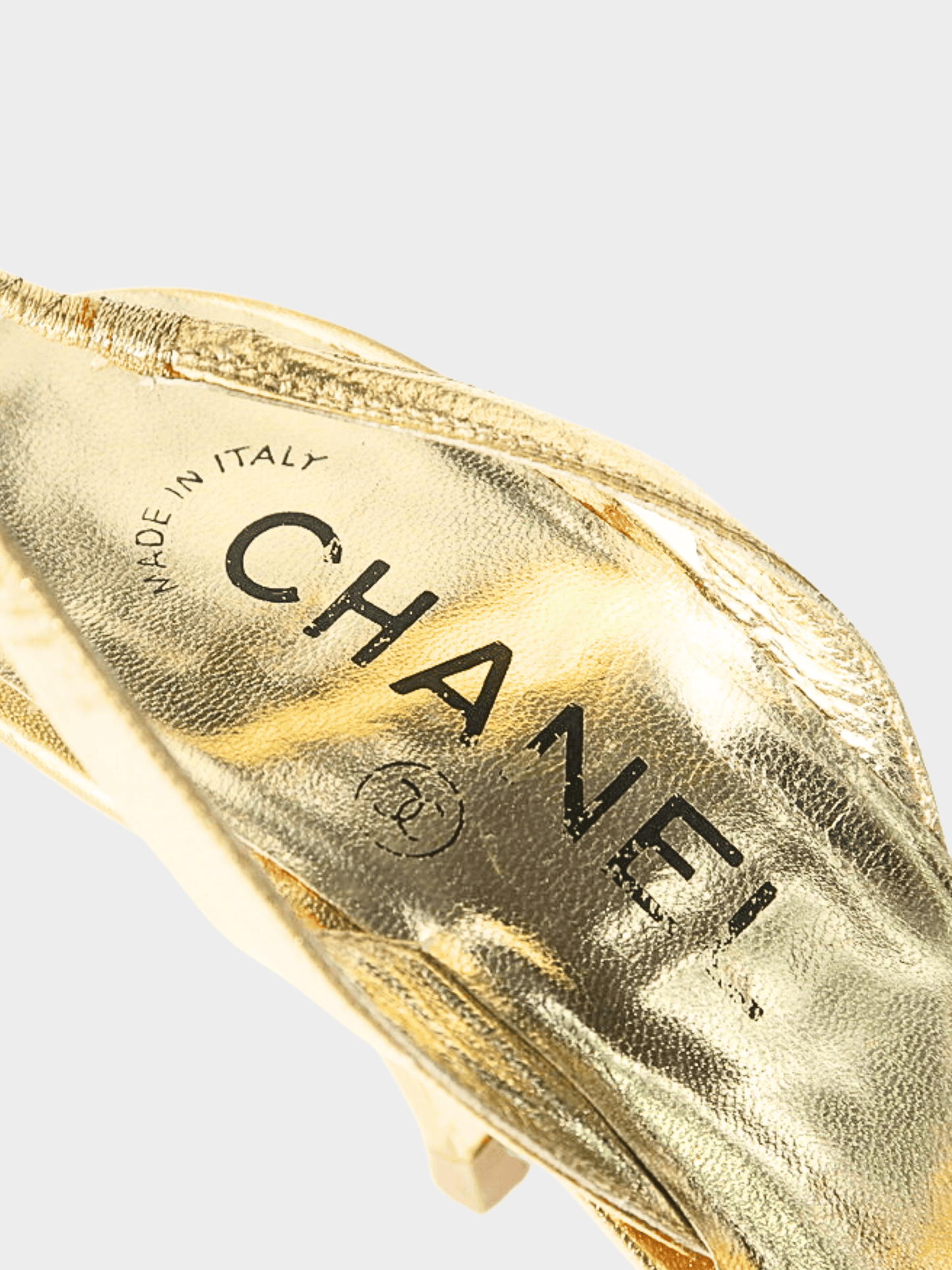 Chanel 2000s Rare Gold Mesh Slingback Heels