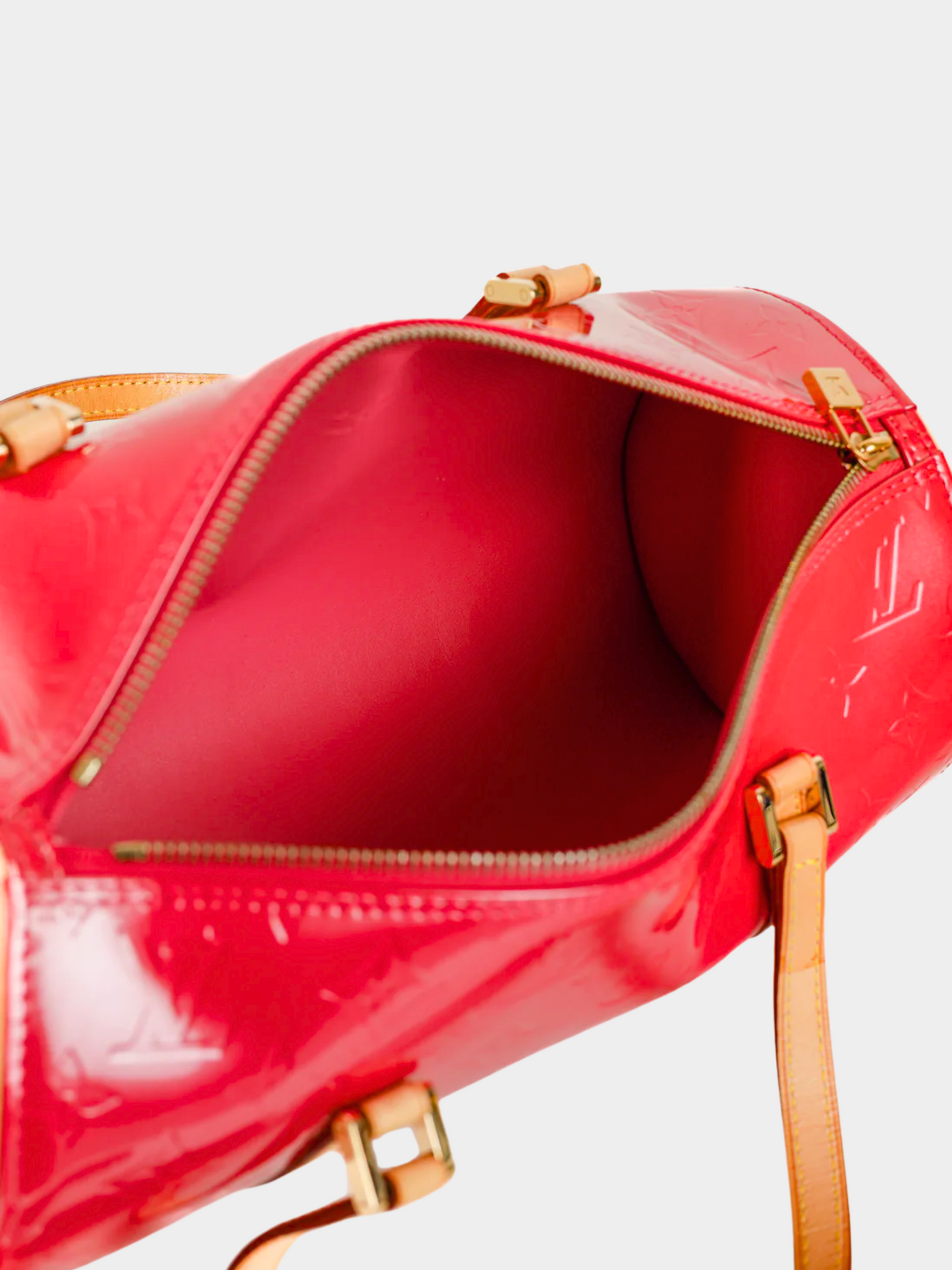 Louis Vuitton 2006 Bedford Pink Framboise Monogram Vernis Leather Barrel Bag